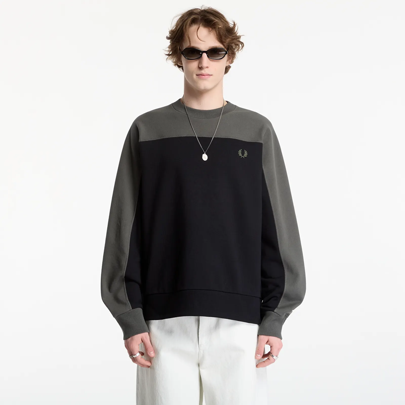 Sudaderas con capucha para hombre FRED PERRY Colour Block Sweatshirt Black
