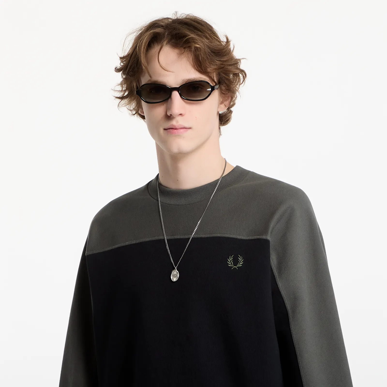 Sudaderas con capucha para hombre FRED PERRY Colour Block Sweatshirt Black