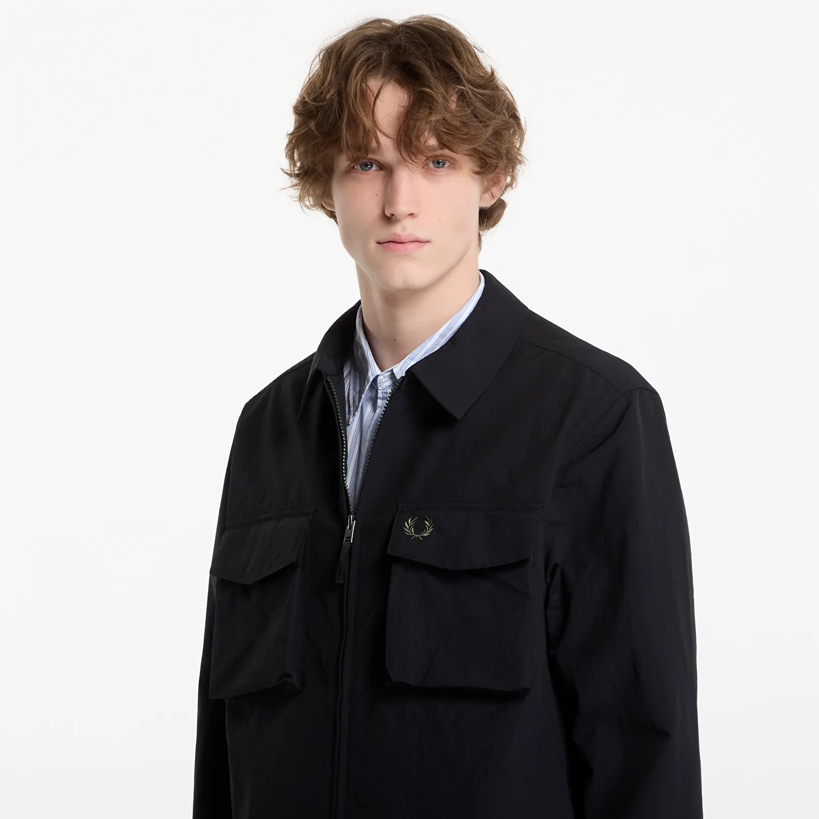 Camisas de hombre FRED PERRY Ripstop Pocket Overshirt Black