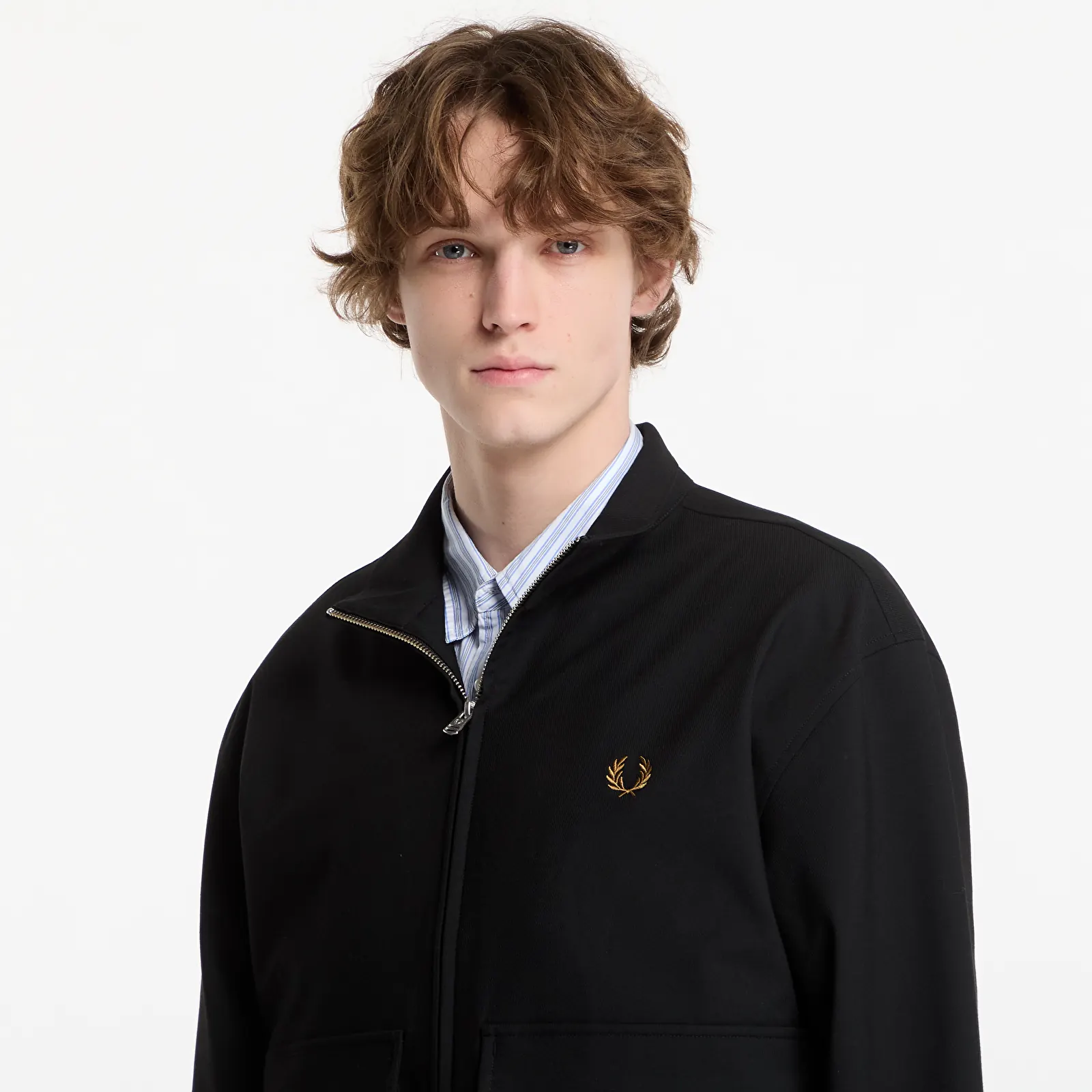 Chaquetas de hombre FRED PERRY Patch Pocket Funnel Neck Jkt Black Moss