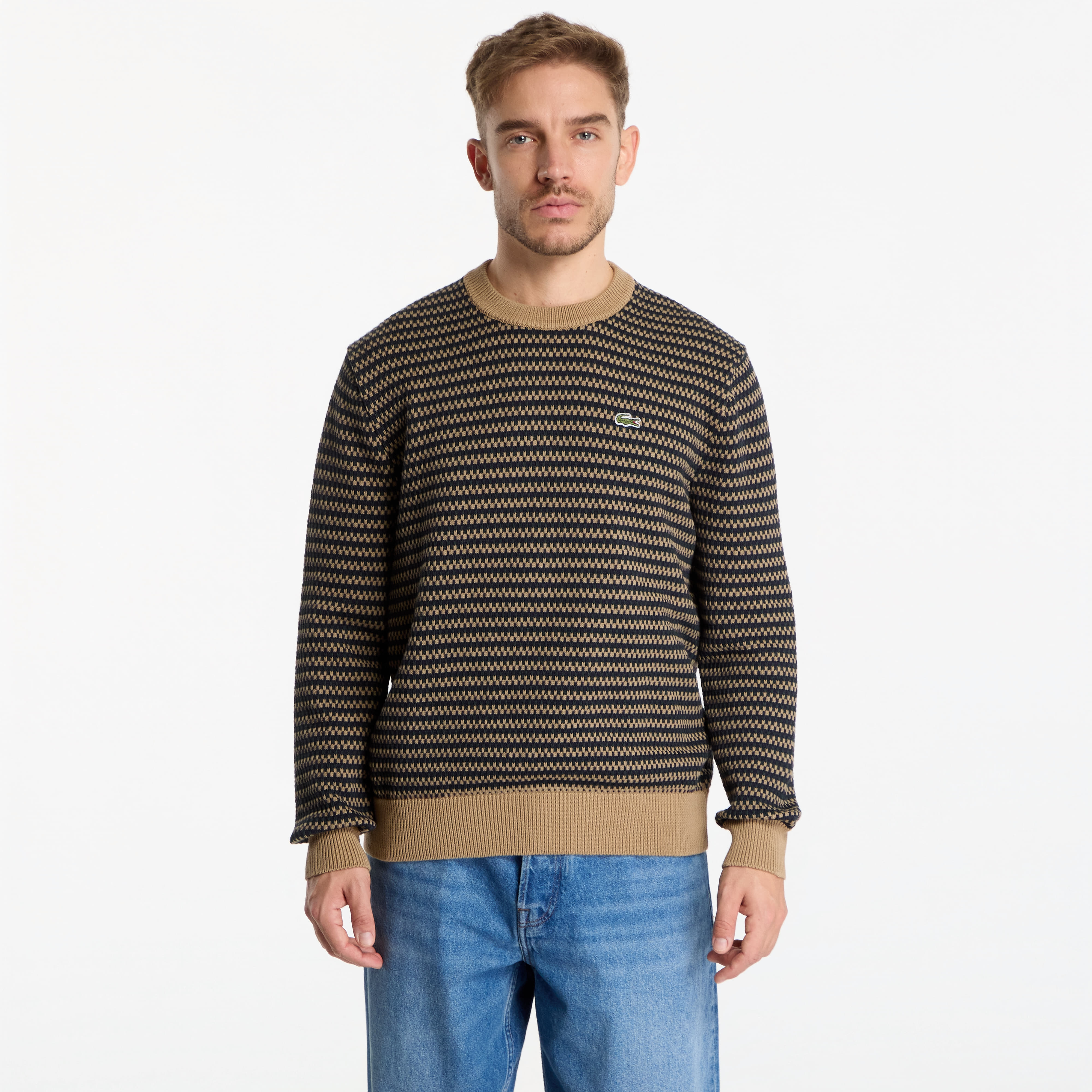Пуловер Lacoste Crewnecks Sweaters Cookie/Sinople-Dark Navy Blue 4