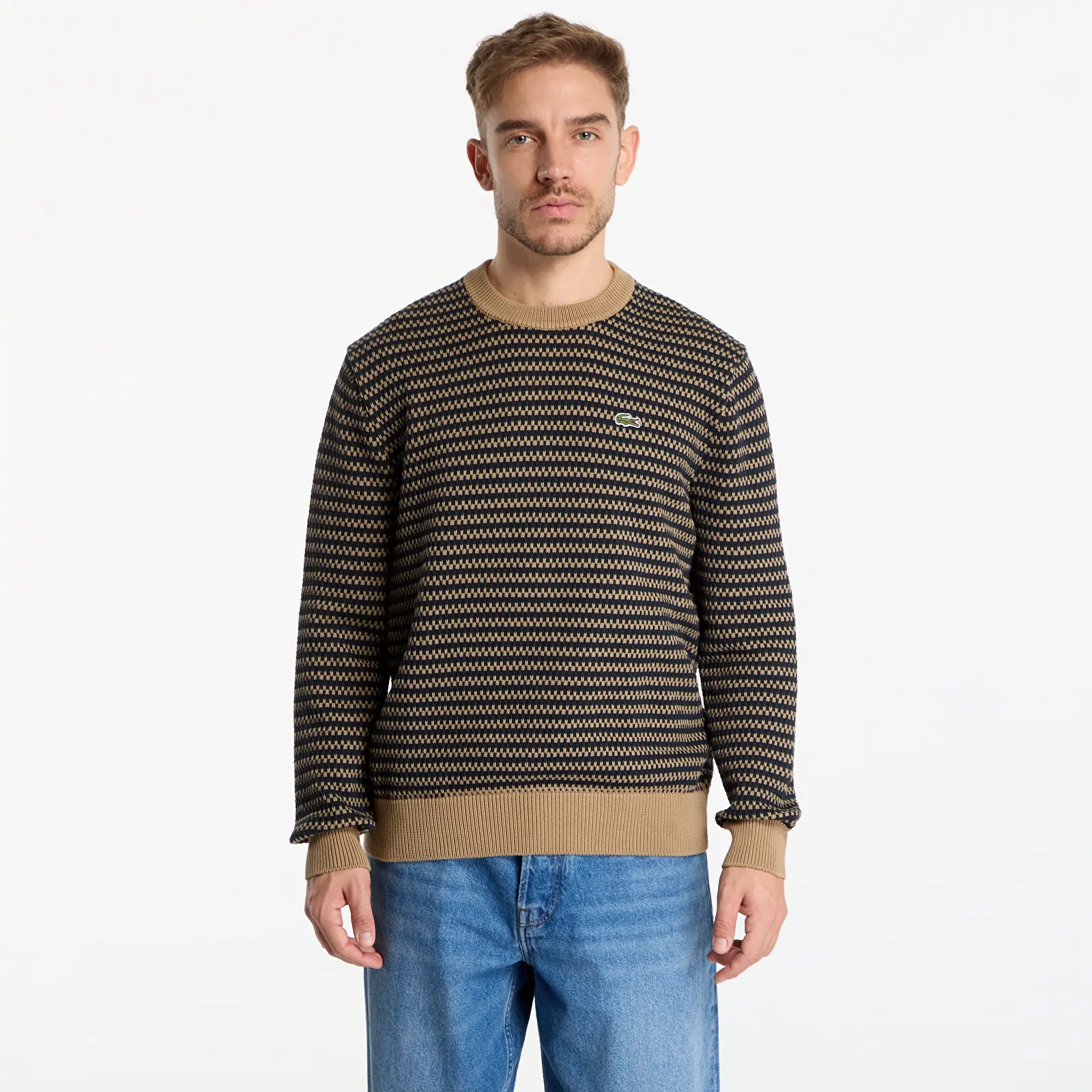 Мужские свитера Lacoste Crewnecks Sweaters Cookie/Sinople-Dark Navy Blue
