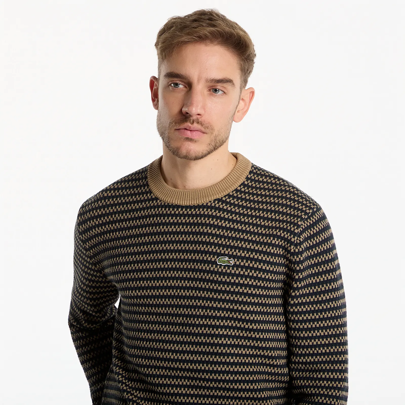 Мужские свитера Lacoste Crewnecks Sweaters Cookie/Sinople-Dark Navy Blue