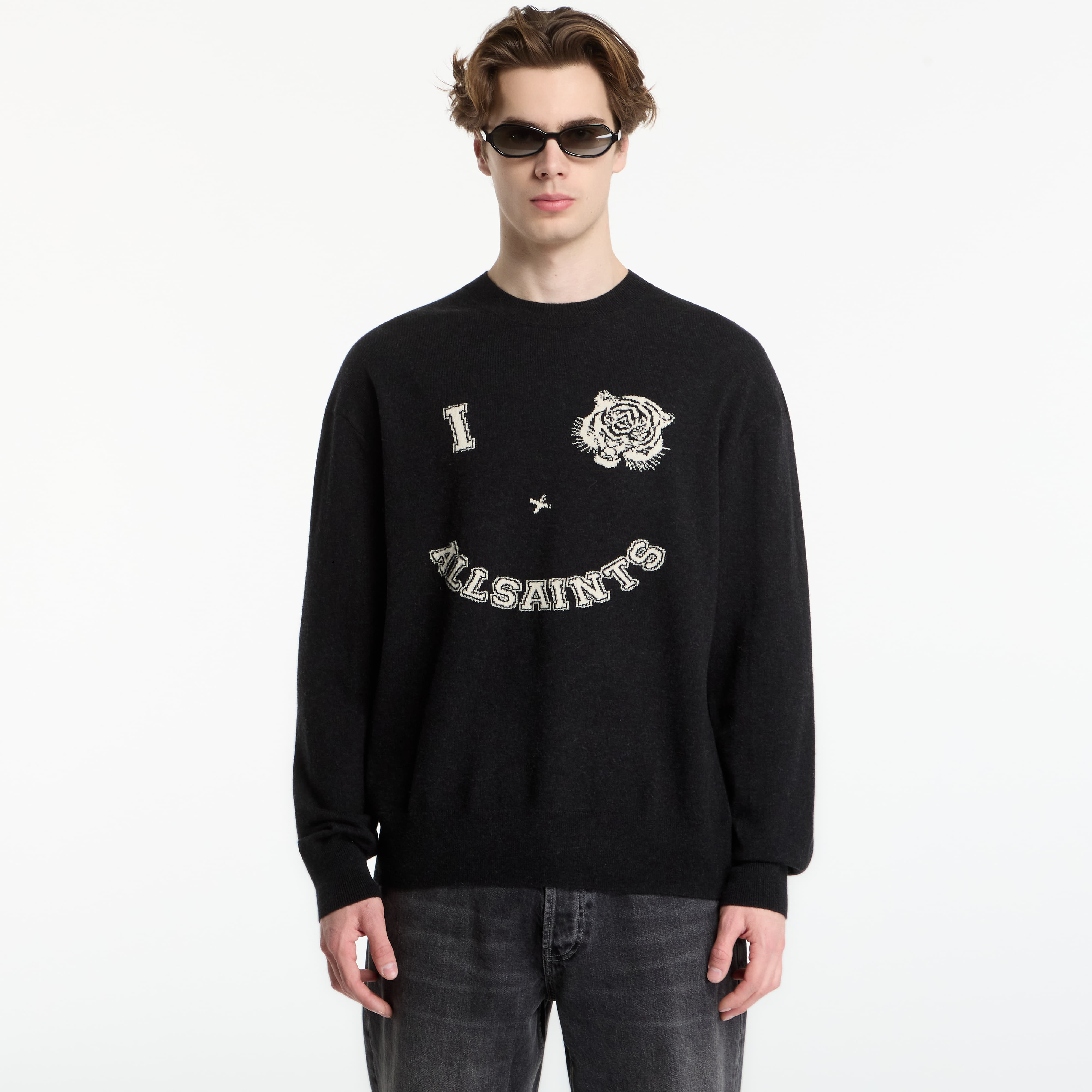 Пуловер AllSaints Grinner Crew Black/ Ecru White M