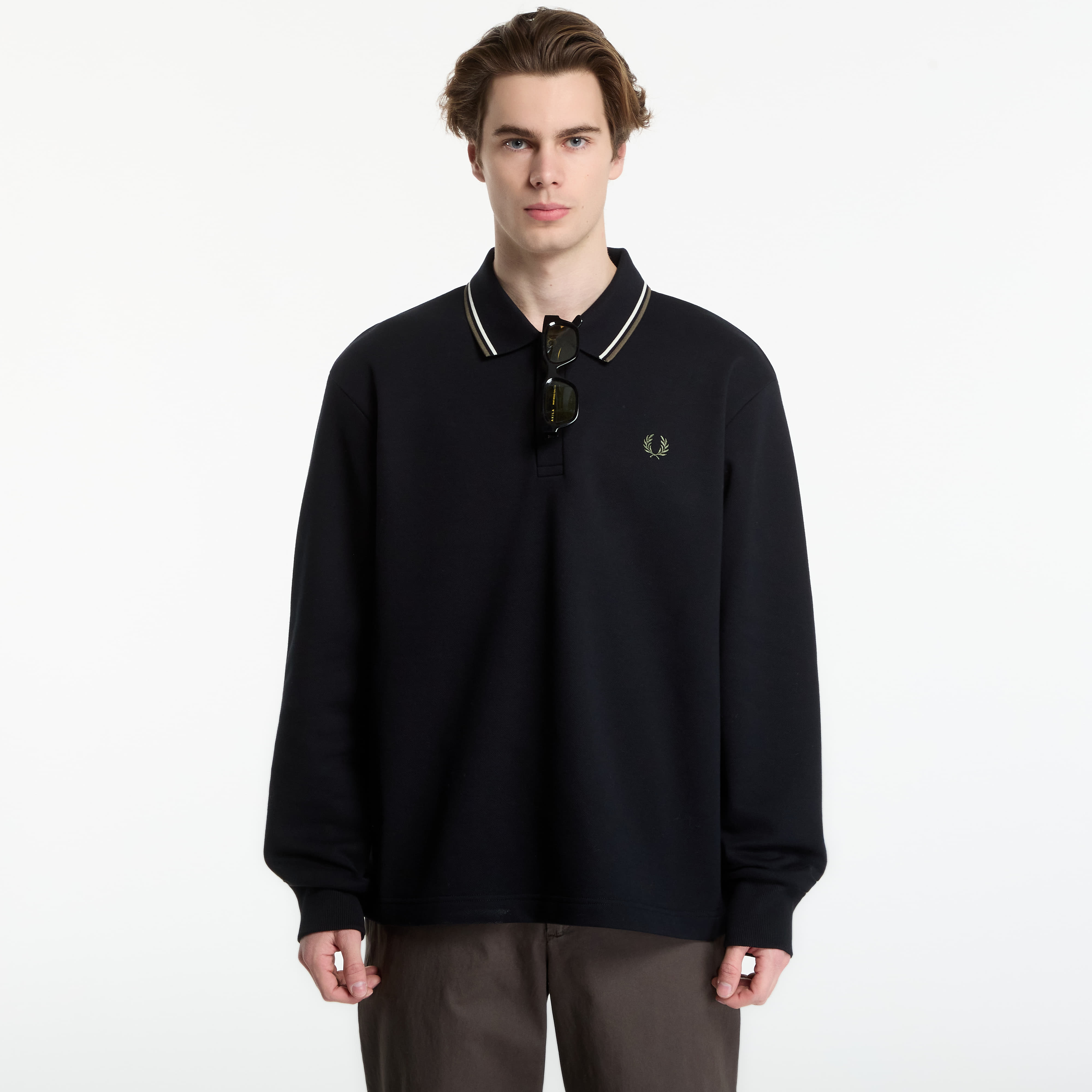 Суитшърт FRED PERRY Tipped Collared Sweatshirt Black XL
