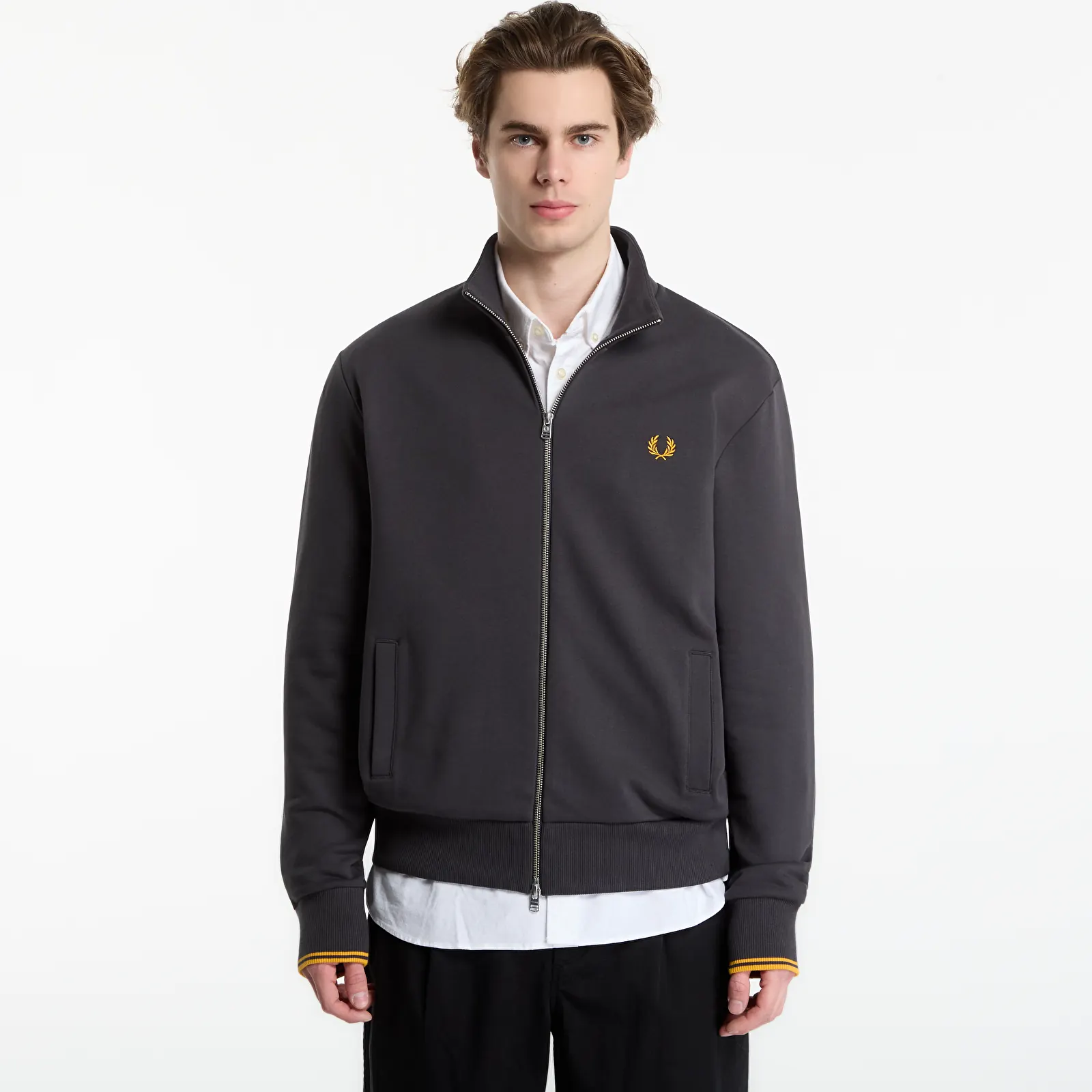 Толстовки та реглани FRED PERRY Zip Through Sweatshirt Anchor Grey