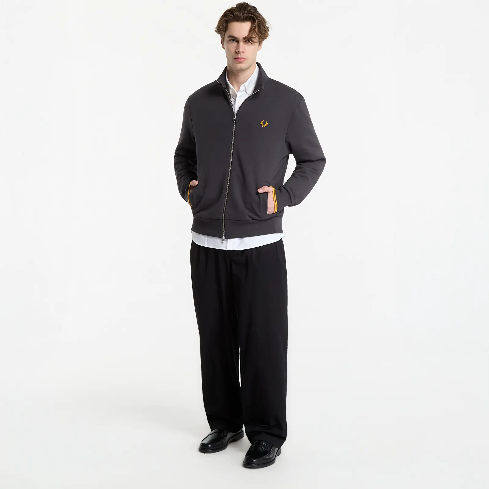 Толстовки та реглани FRED PERRY Zip Through Sweatshirt Anchor Grey