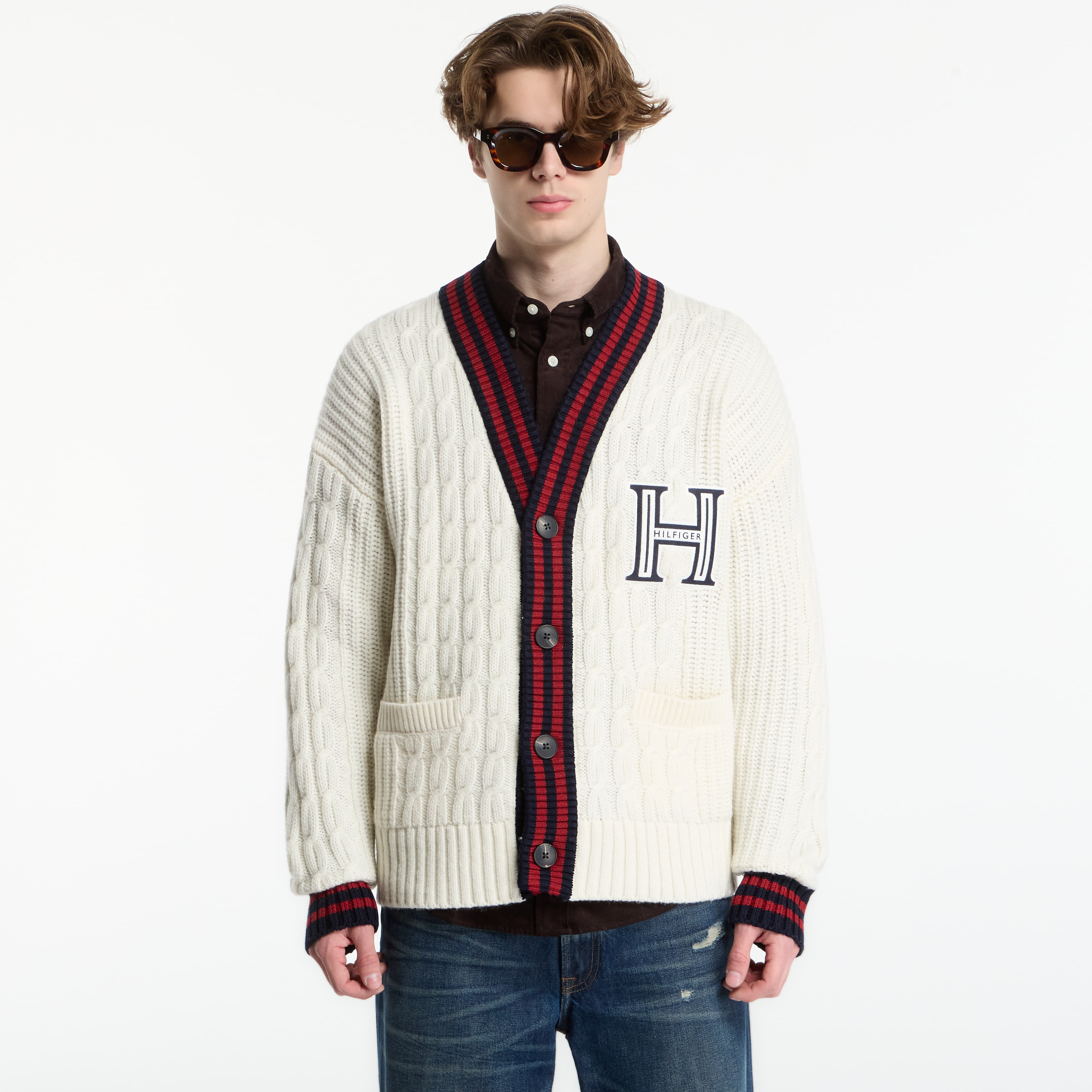 Пуловер Tommy Hilfiger Cable Letterman Cardigan Ivory Petal L
