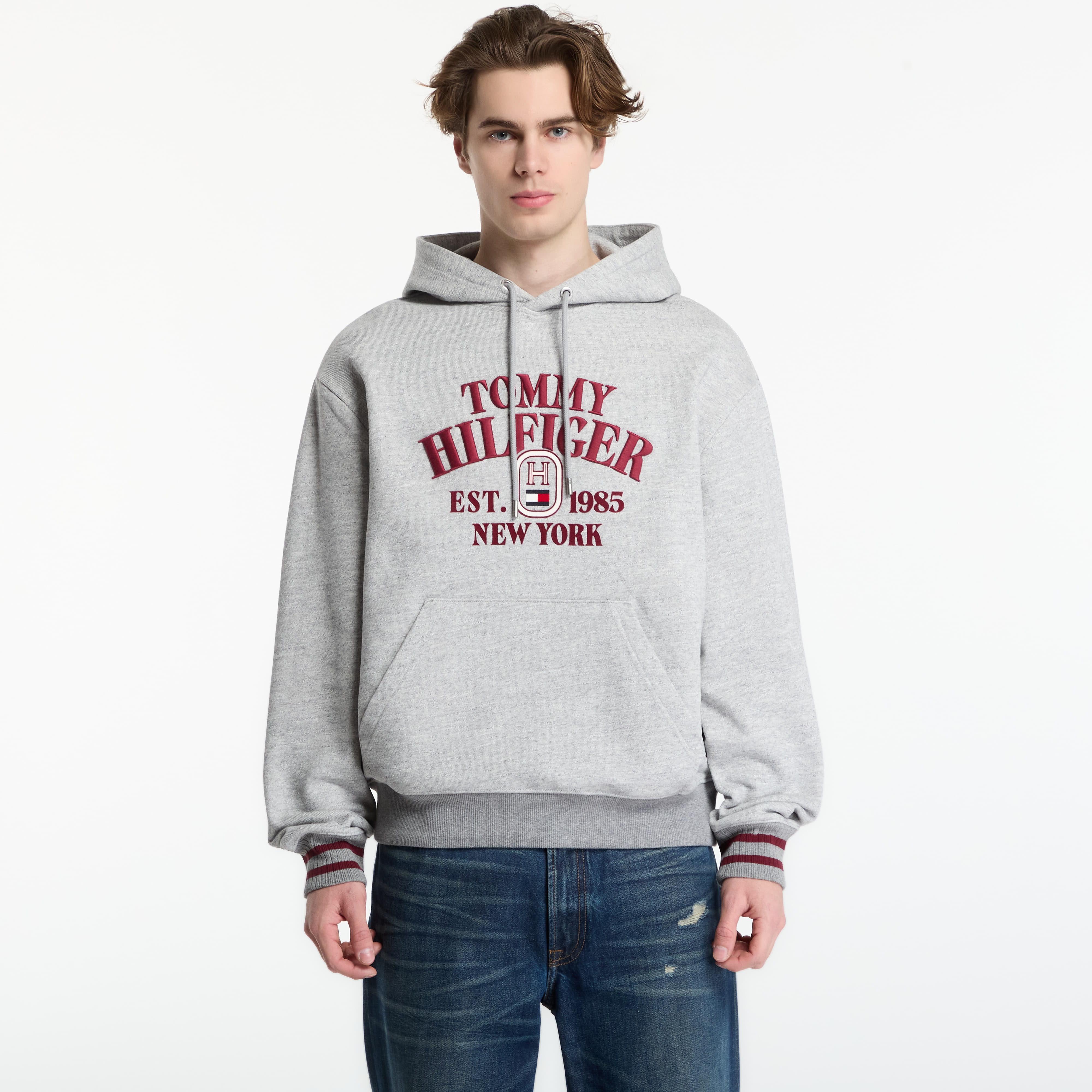 Суитшърт Tommy Hilfiger Varsity Embro Rlx Hoodie Light Grey Heather L