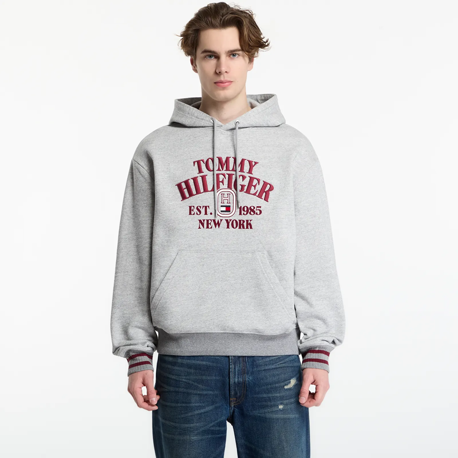 Sweatshirts Tommy Hilfiger Varsity Embro Rlx Hoodie Light Grey Heather