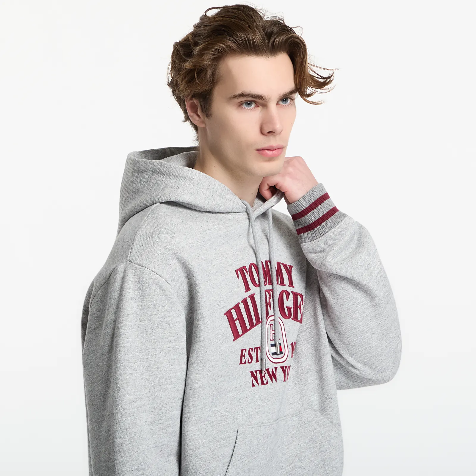 Sweatshirts Tommy Hilfiger Varsity Embro Rlx Hoodie Light Grey Heather