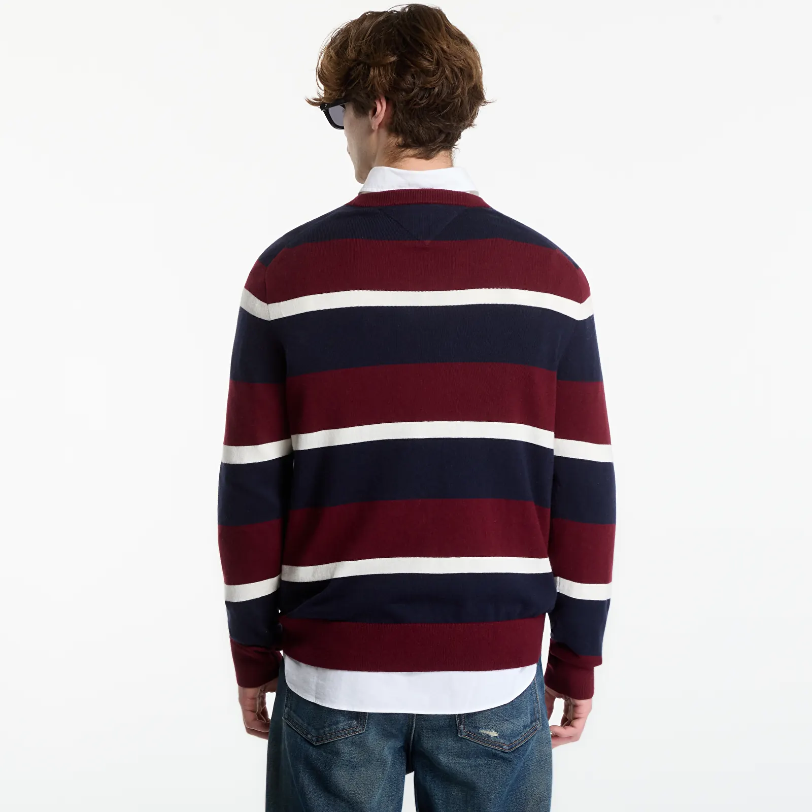 Sweaters Tommy Hilfiger Pima Organic Cotton Cashmere Crew Neck Burgundy/ Navy Blue/ Ivory Petal
