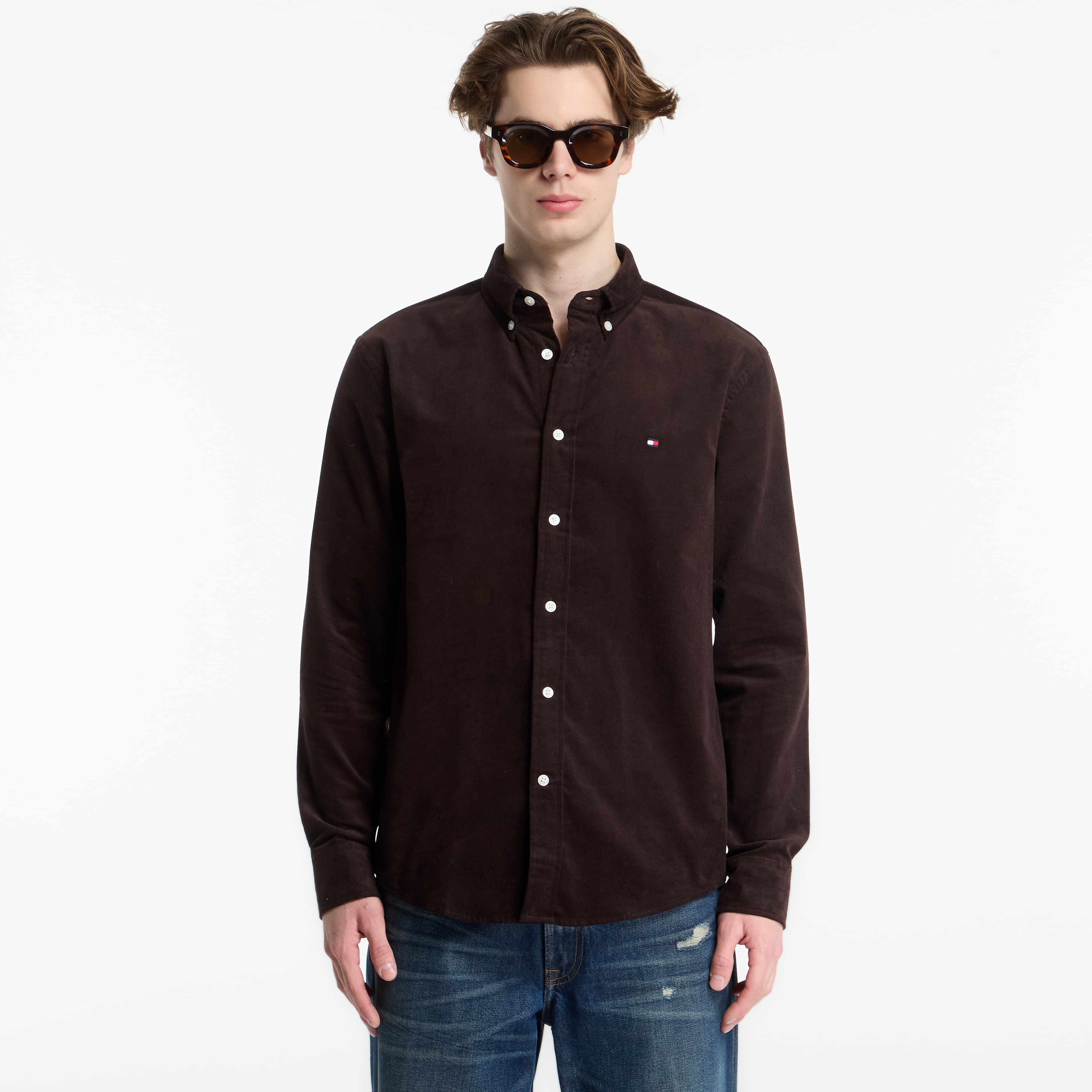 Риза Tommy Hilfiger Solid Corduroy Rf Shirt Chocolate XL