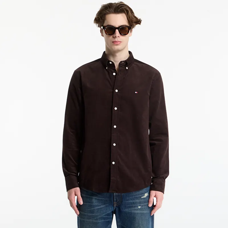 Marškiniai Tommy Hilfiger Solid Corduroy Rf Shirt Chocolate