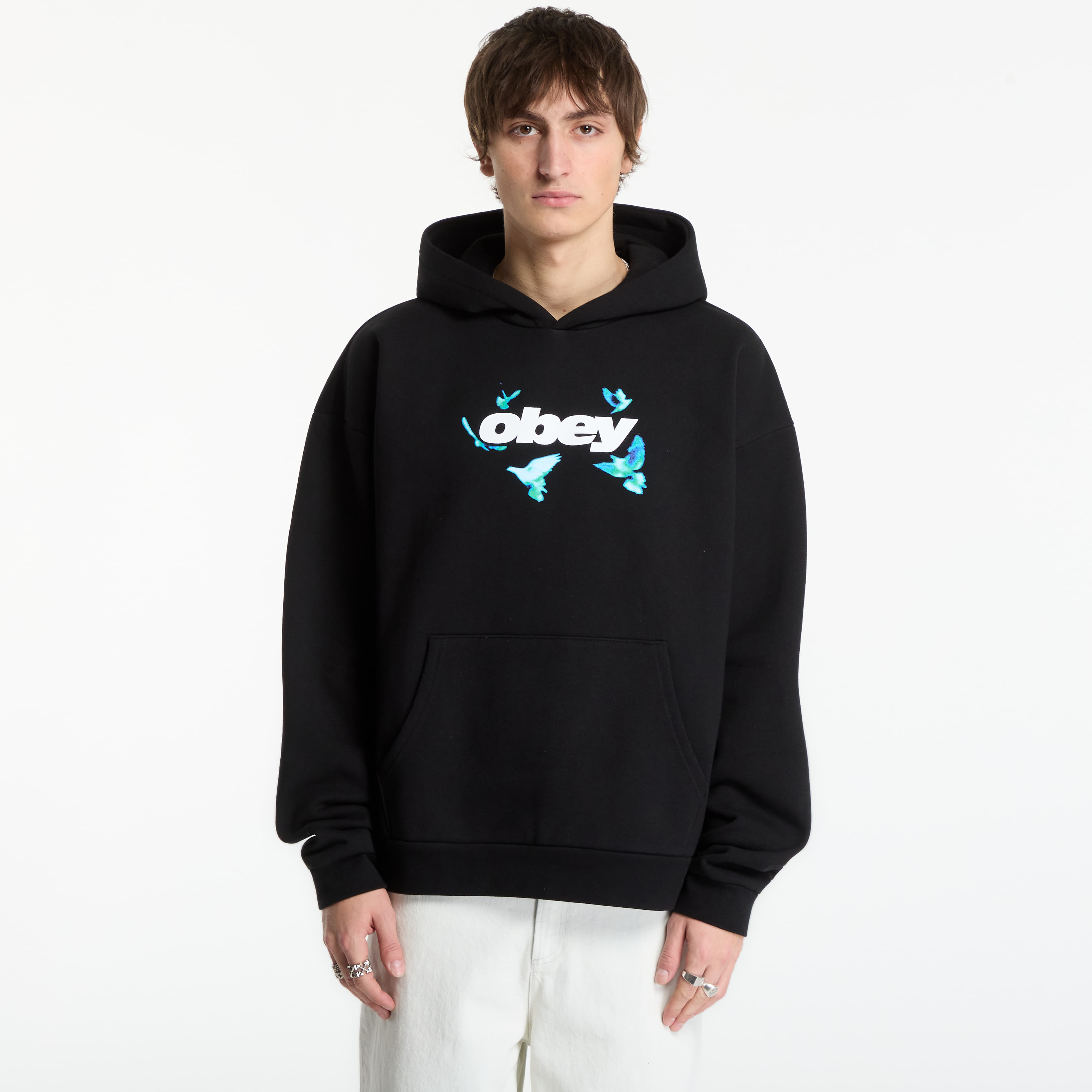 Суитшърт Obey Doves Extra Heavy Hood Black XL