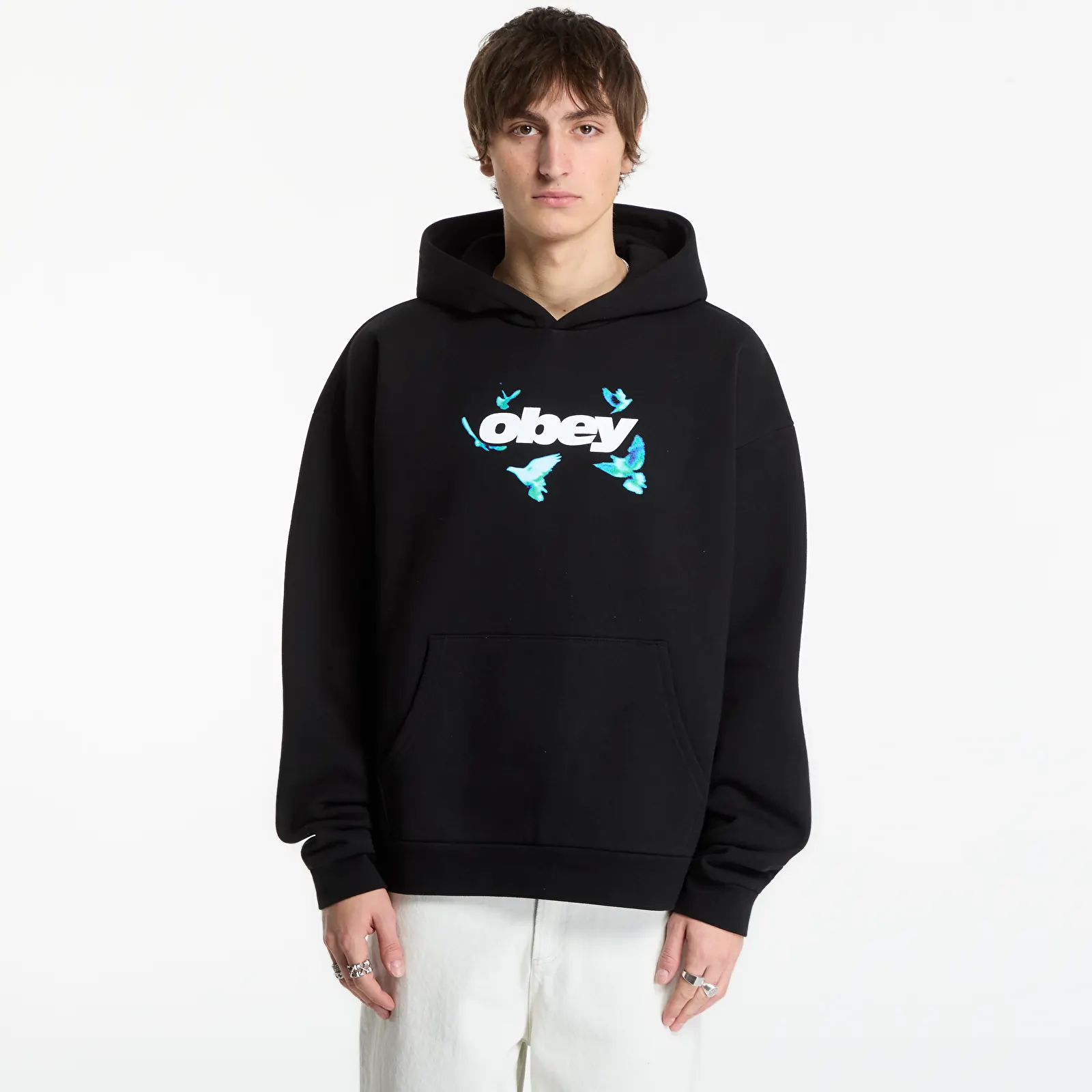 Sweatshirts Obey Doves Extra Heavy Hood Black
