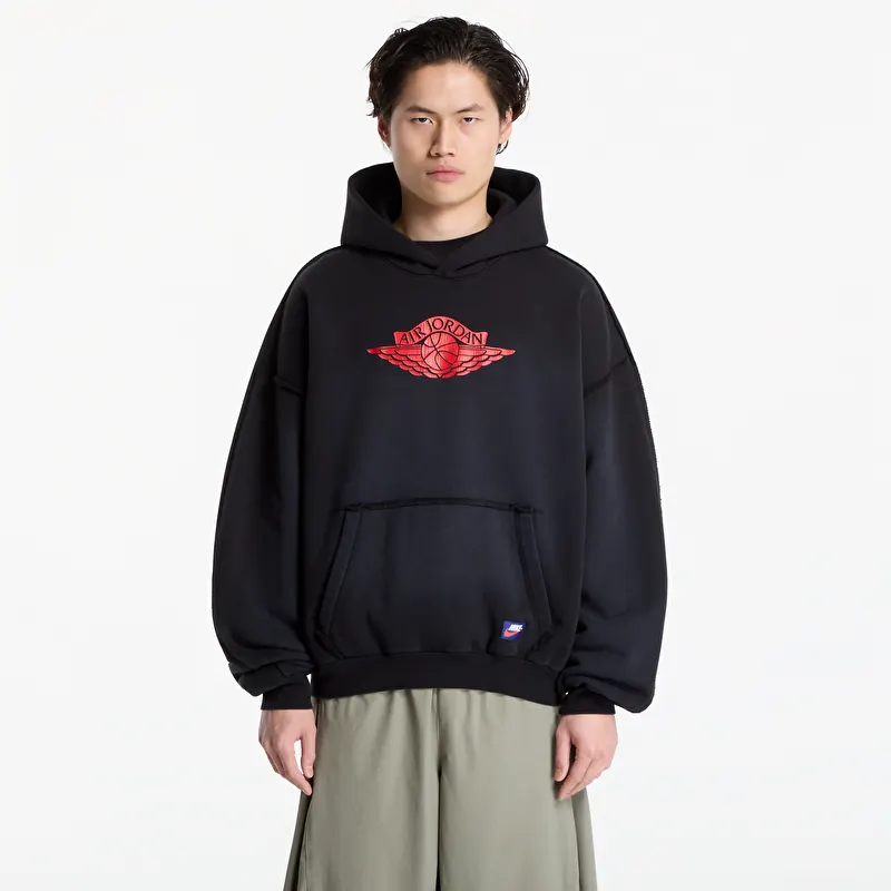 Mikina Jordan Flight Wings Men's Fleece Pullover Hoodie Black/ University Red