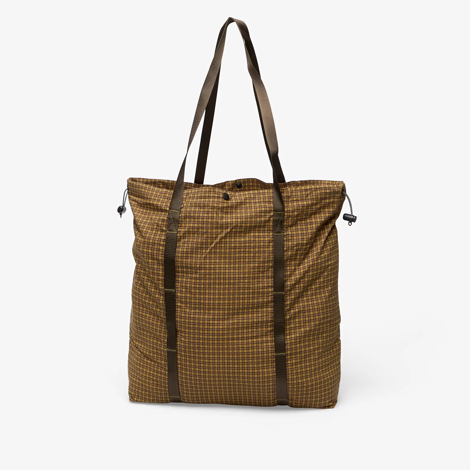 Bolsas de ombro masculinas Gramicci Utility Tote Bag Brown Check