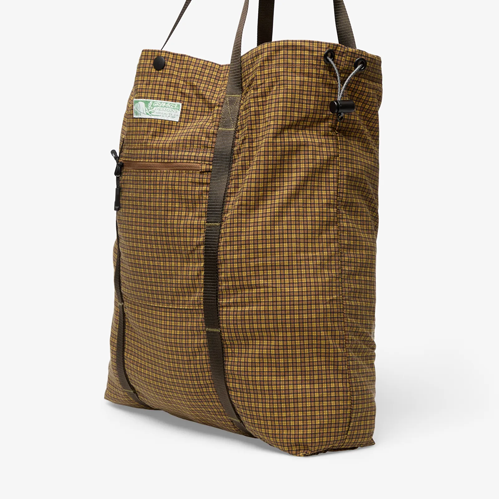 Bolsas de ombro masculinas Gramicci Utility Tote Bag Brown Check