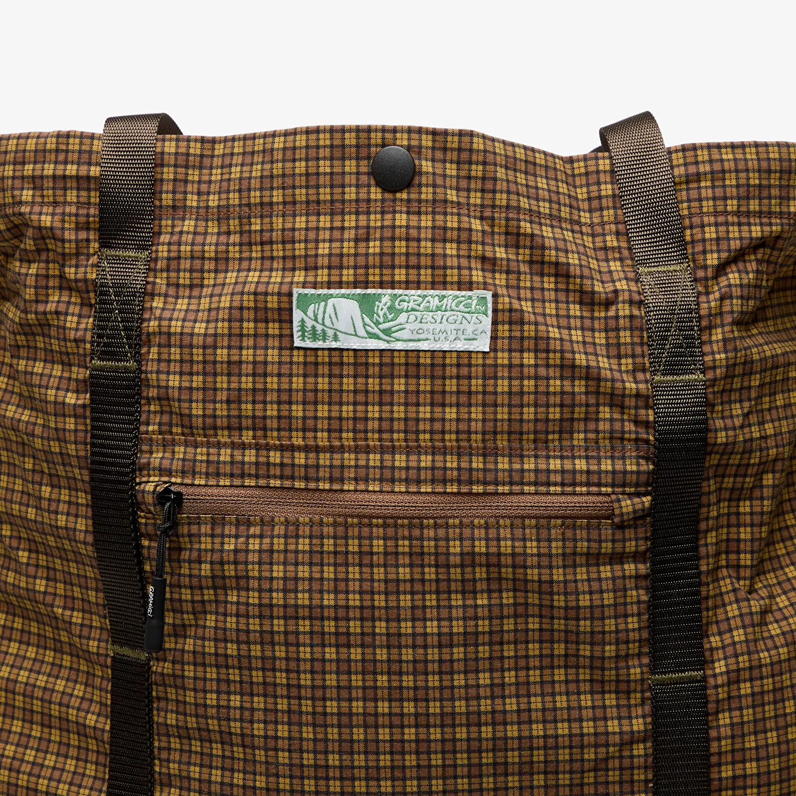 Bolsas de ombro masculinas Gramicci Utility Tote Bag Brown Check