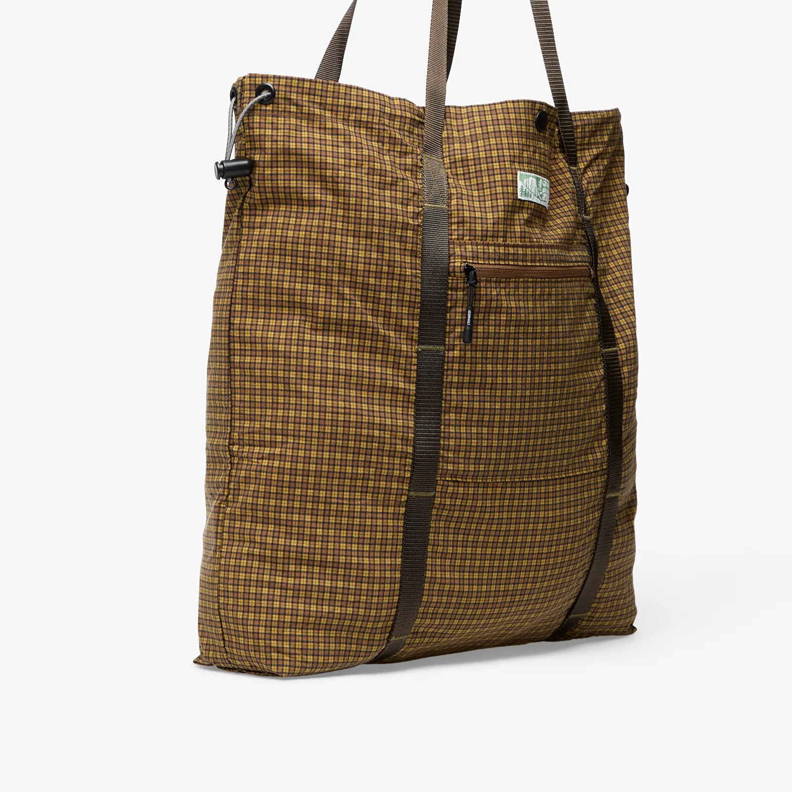 Bolsas de ombro masculinas Gramicci Utility Tote Bag Brown Check