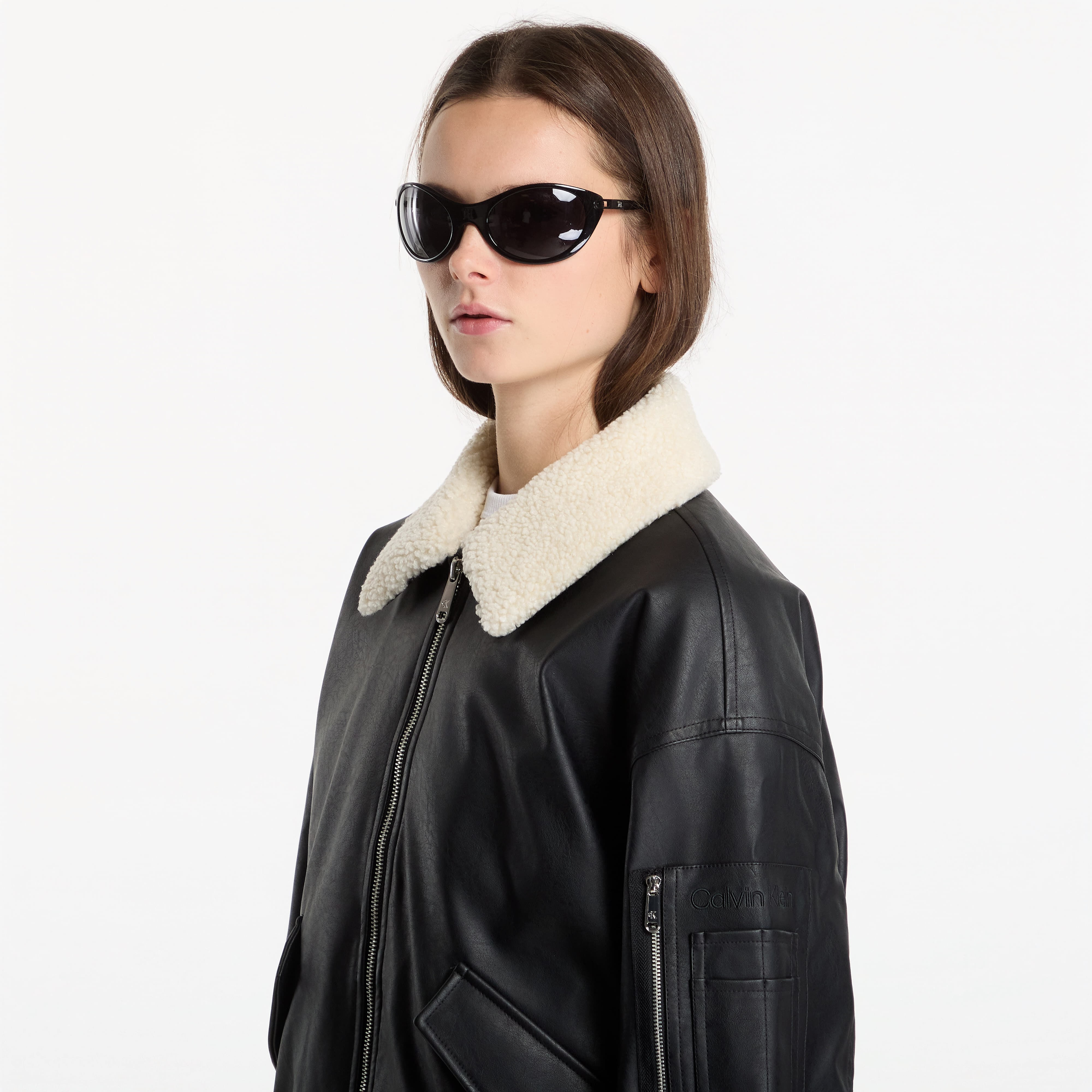 Μπουφάν Calvin Klein Jeans Faux Leather Padded Black XS
