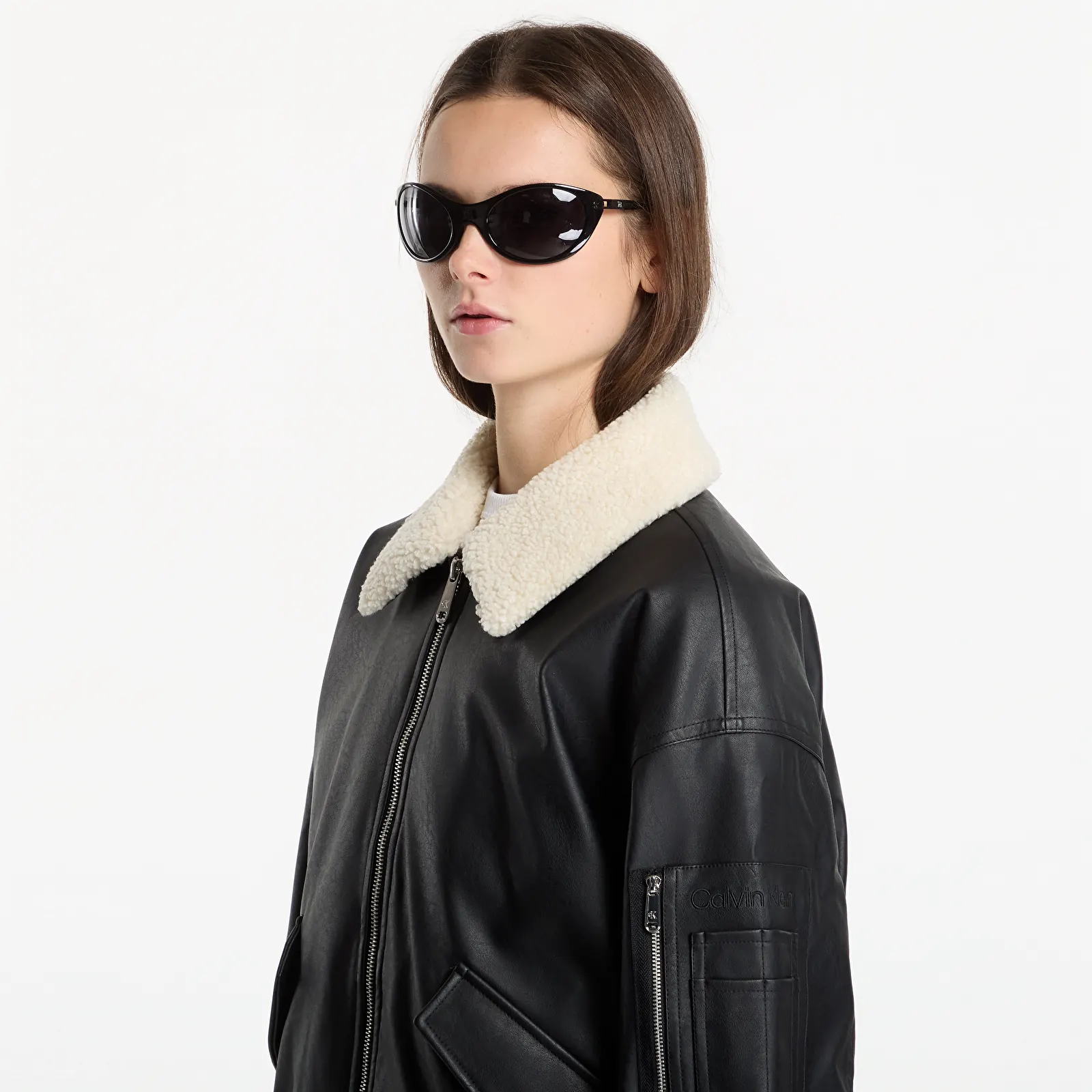 Vestes pour femmes Calvin Klein Jeans Faux Leather Padded Black