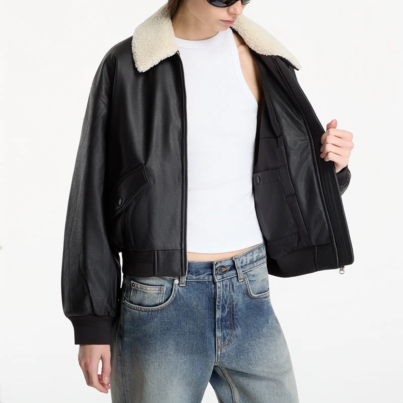 Vestes pour femmes Calvin Klein Jeans Faux Leather Padded Black