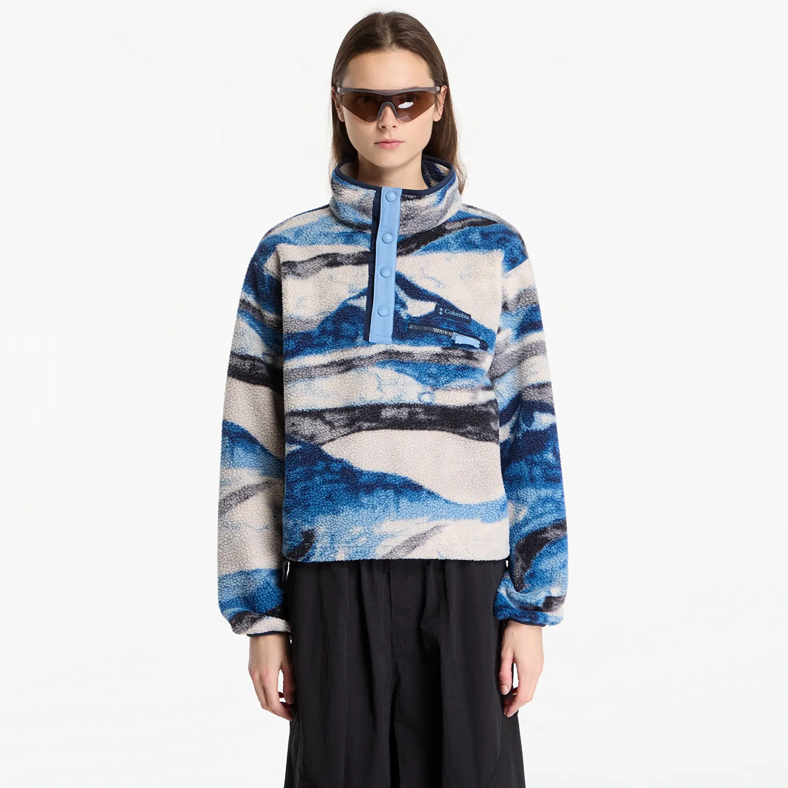 Hoodies voor dames Columbia Helvetia™ II Printed Cropped Half Snap Phoenix Blue, Summits