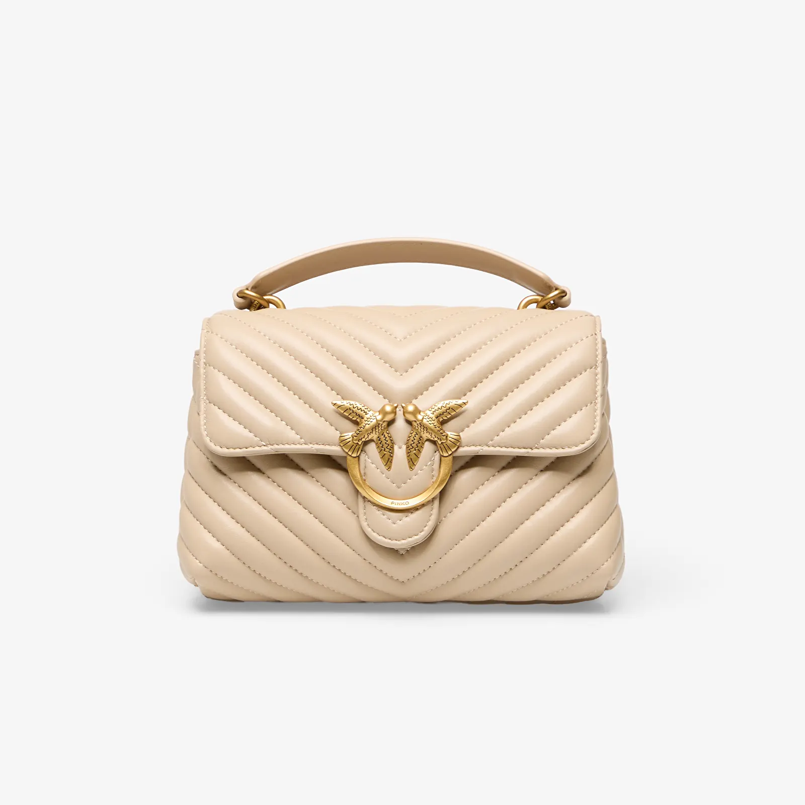 Handtaschen Pinko Love Lady Puff Mini Cl Sheep Nappa Antique Gold-coloured