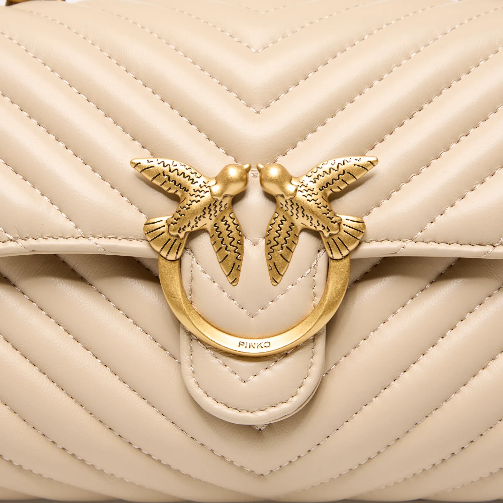 Handtaschen Pinko Love Lady Puff Mini Cl Sheep Nappa Antique Gold-coloured