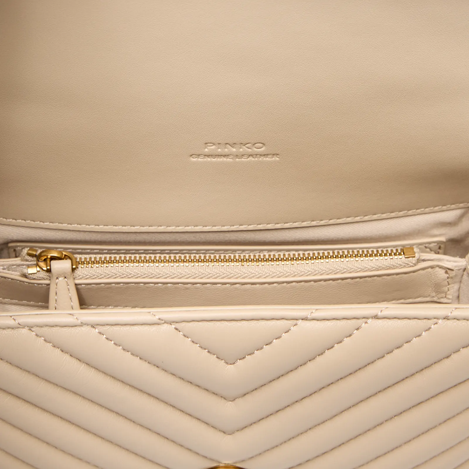 Handtaschen Pinko Love Lady Puff Mini Cl Sheep Nappa Antique Gold-coloured