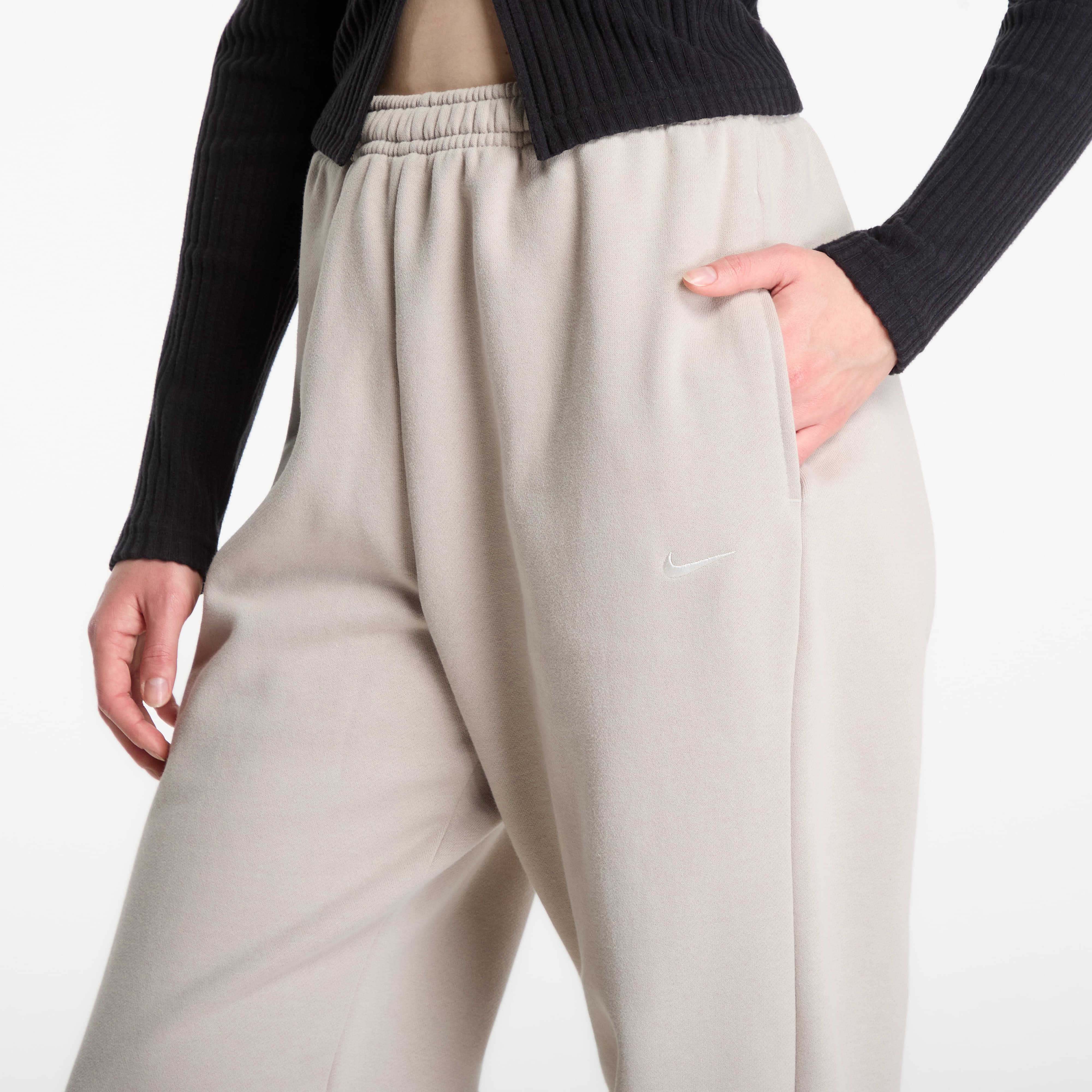 Φόρμα Nike Studio Fleece Medium Weight High-Rise Oversized Cuffed Pants Cream II/ Sail L