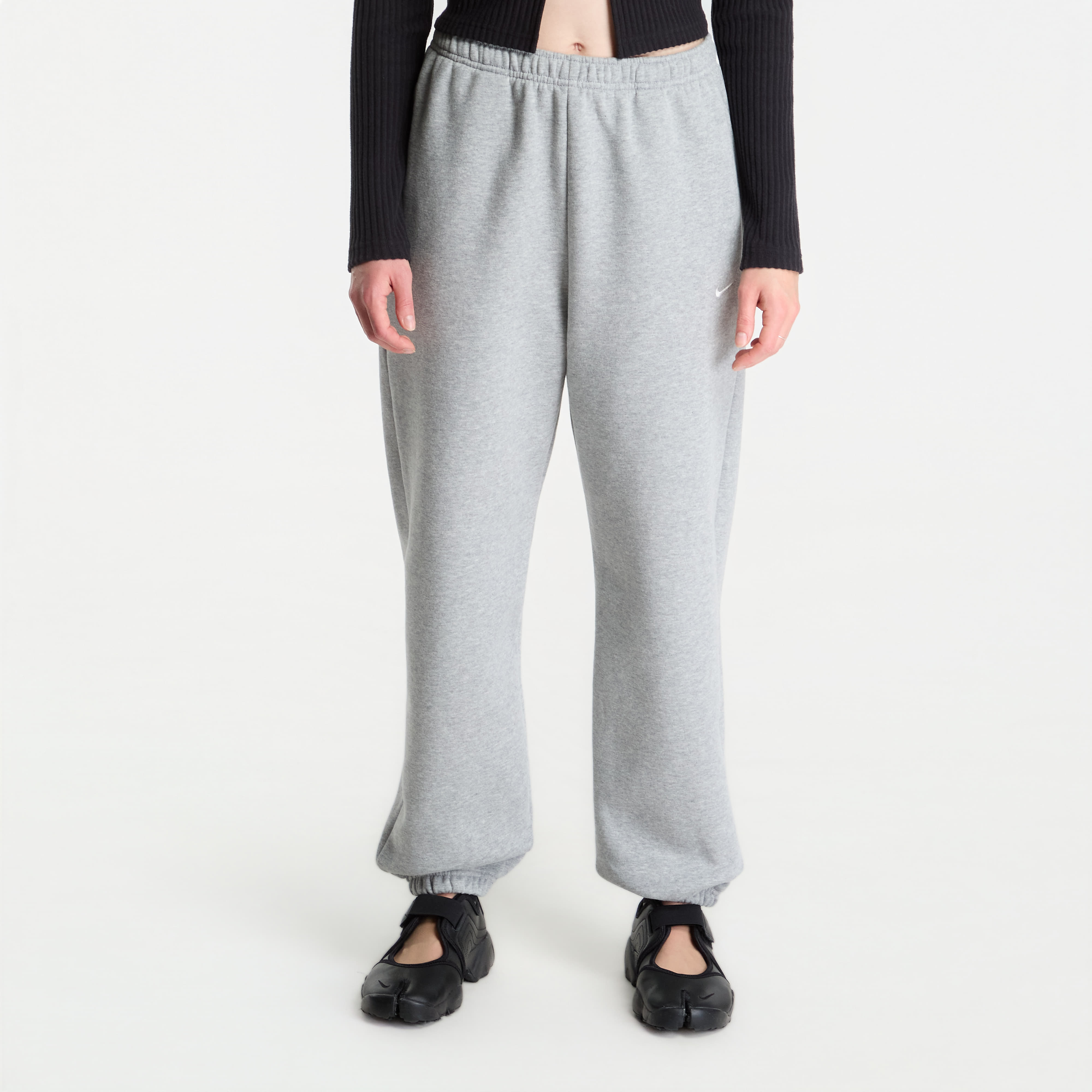 Потници Nike Studio Fleece Medium Weight High-Rise Oversized Cuffed Pants Dk Grey Heather/ Sail XL
