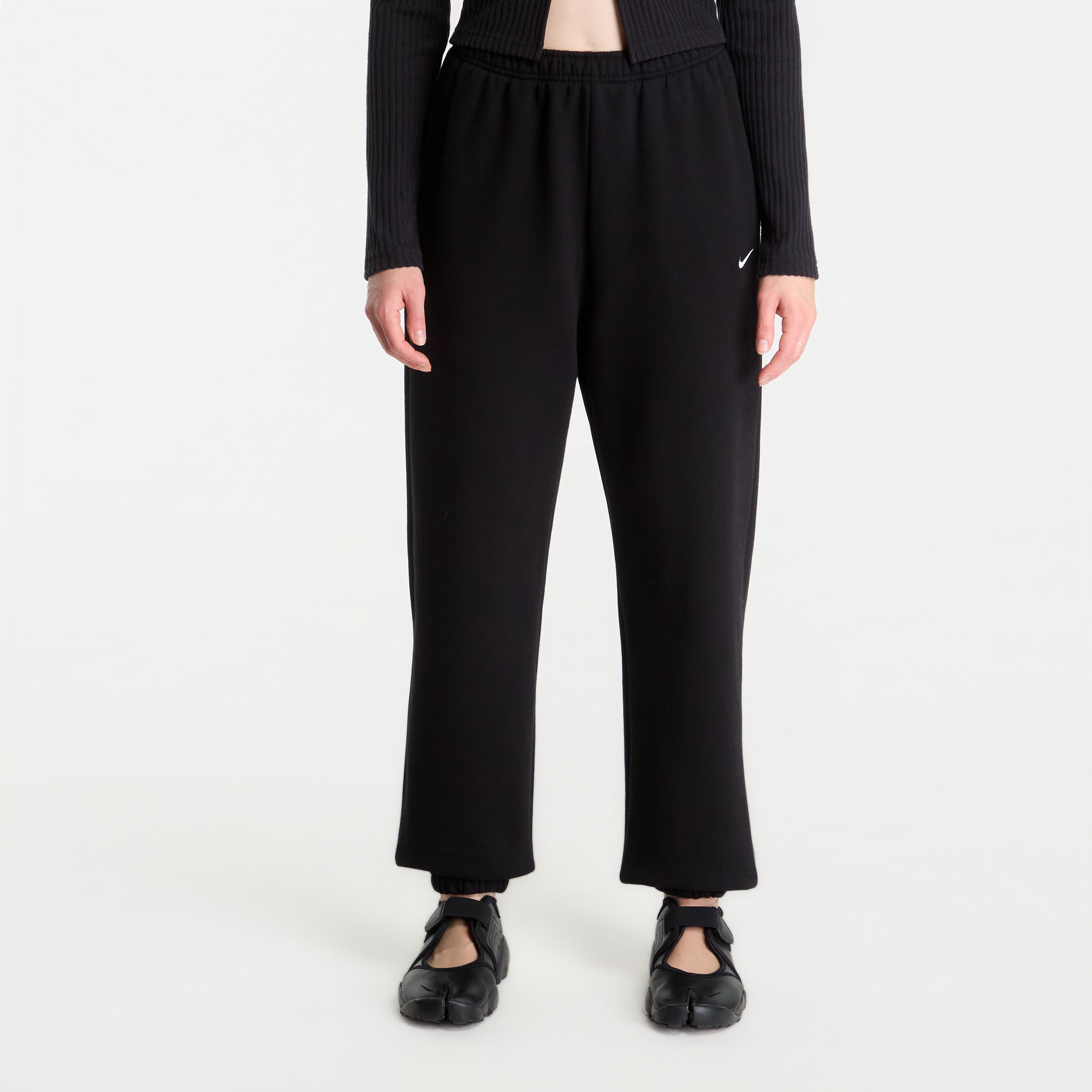 Потници Nike Studio Fleece Medium Weight High-Rise Oversized Cuffed Pants Total Black/ Sail L