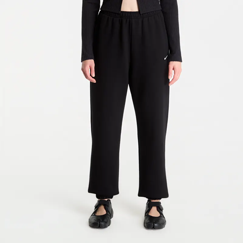 Tepláky Nike Studio Fleece Medium Weight High-Rise Oversized Cuffed Pants Total Black/ Sail