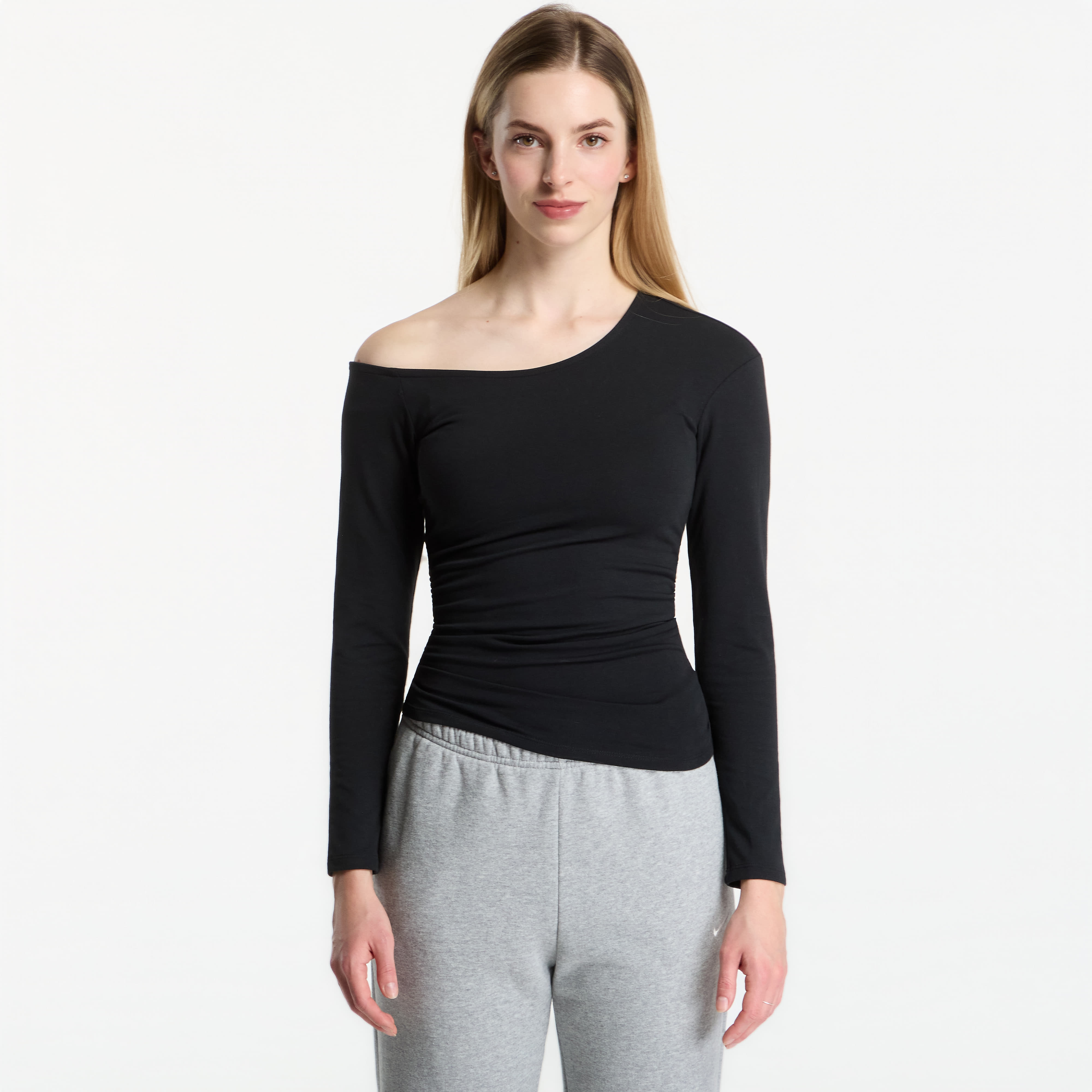 Nike Sportswear Women's Tight Off-Shoulder Long-Sleeve Top Black/ Sail S