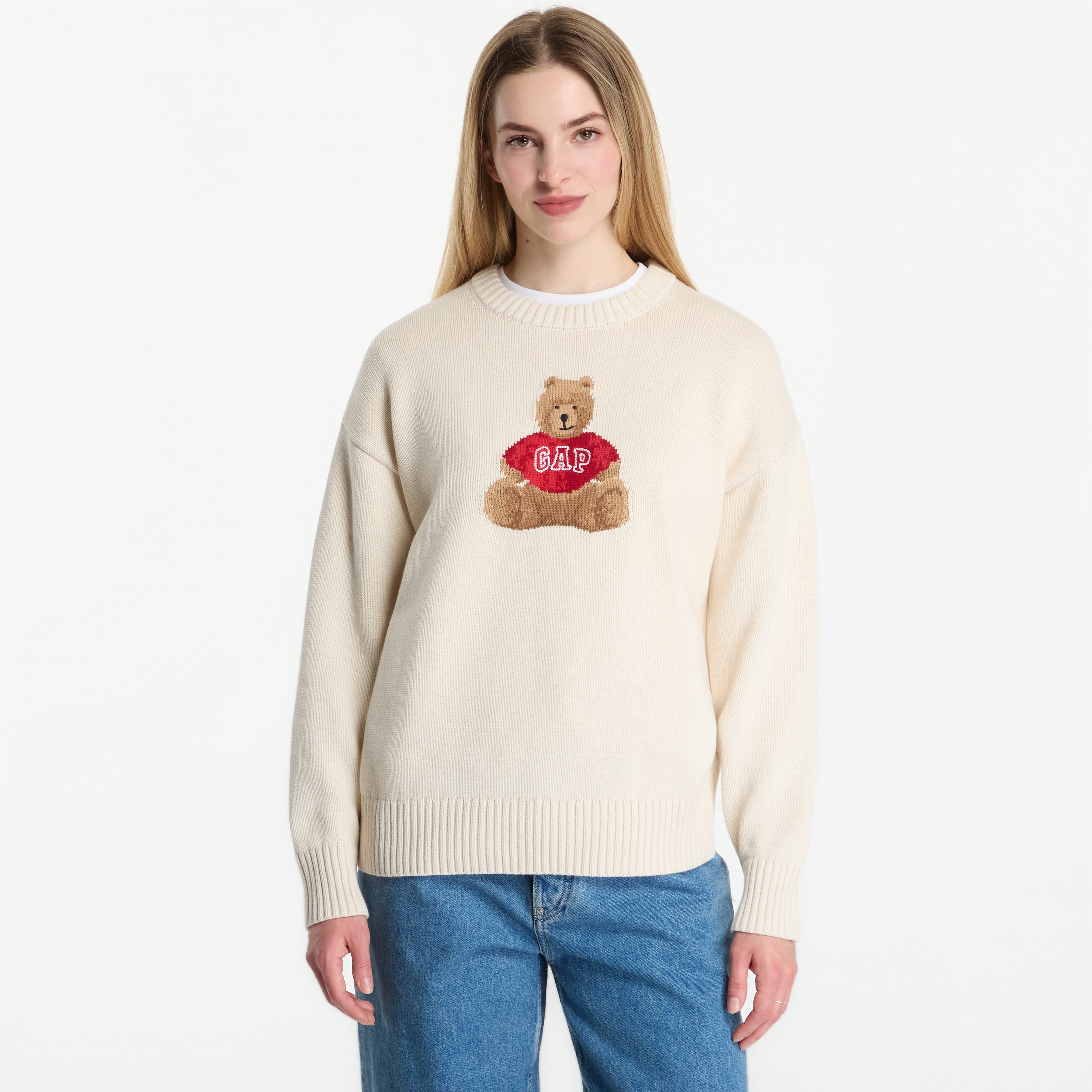 Пуловер GAP Oversized Cotton Brannan Bear Sweater Beige XS