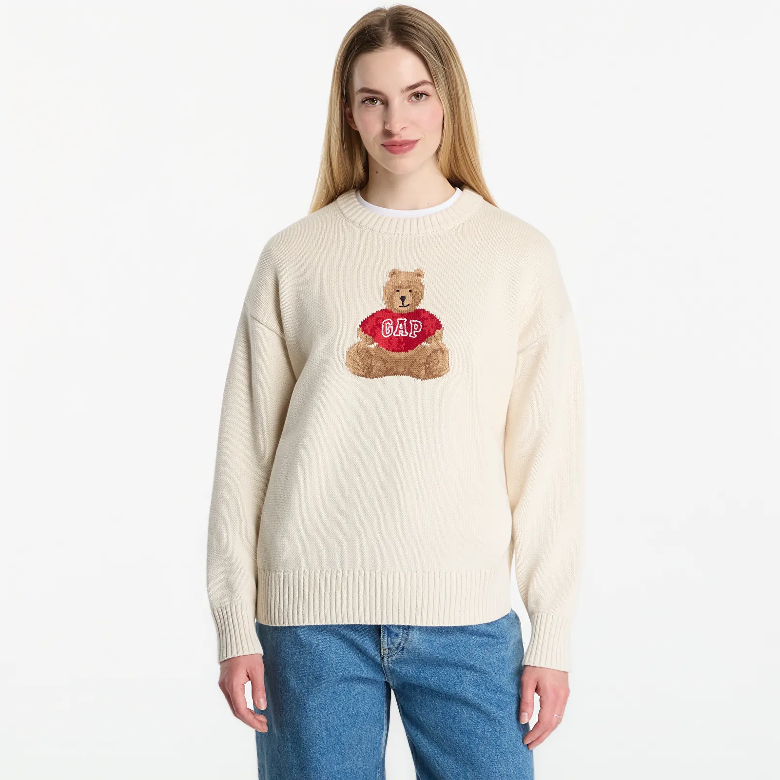 Дамски пуловери GAP Oversized Cotton Brannan Bear Sweater Beige