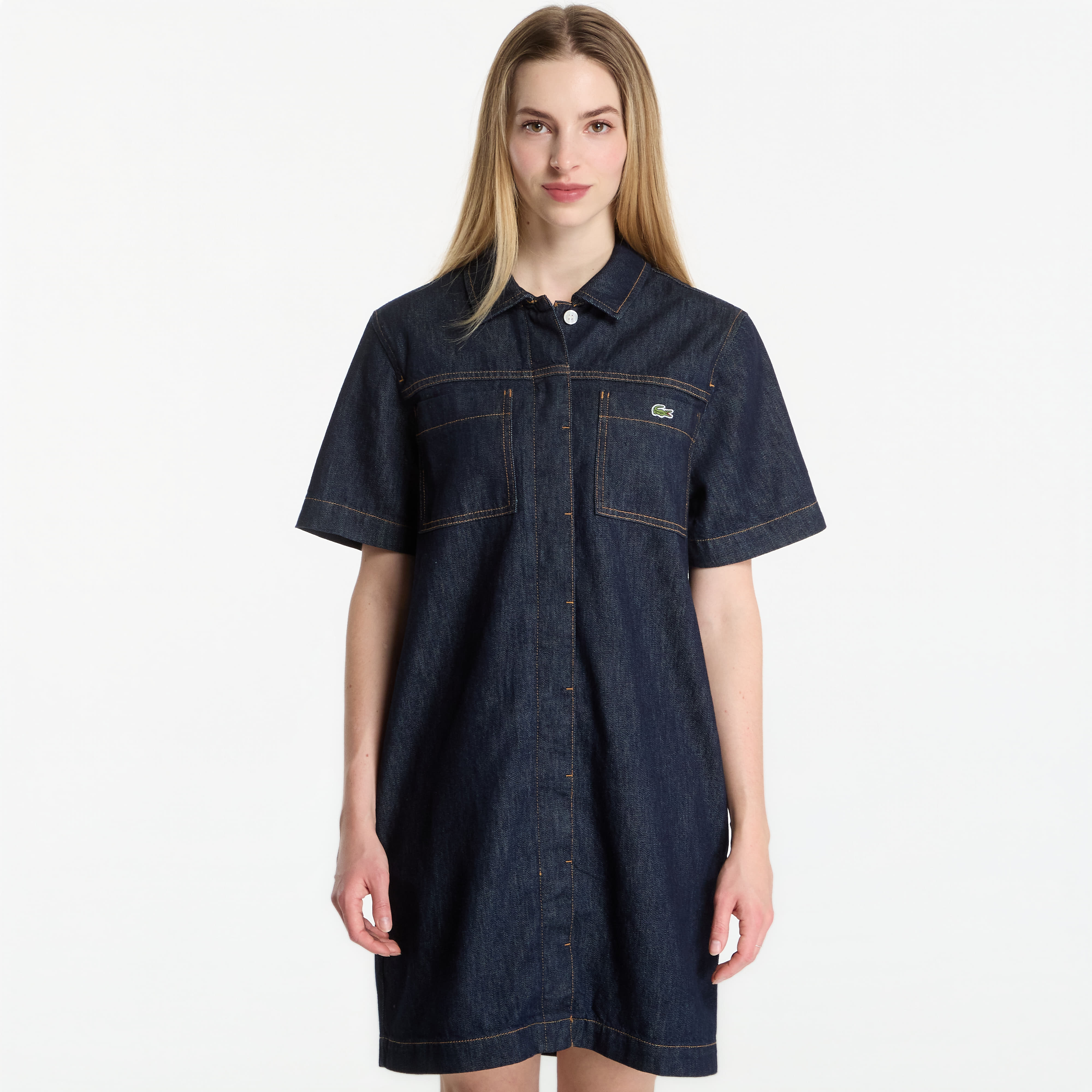 Облекло Lacoste Short Sleeves Dresses Rinse Blue 38