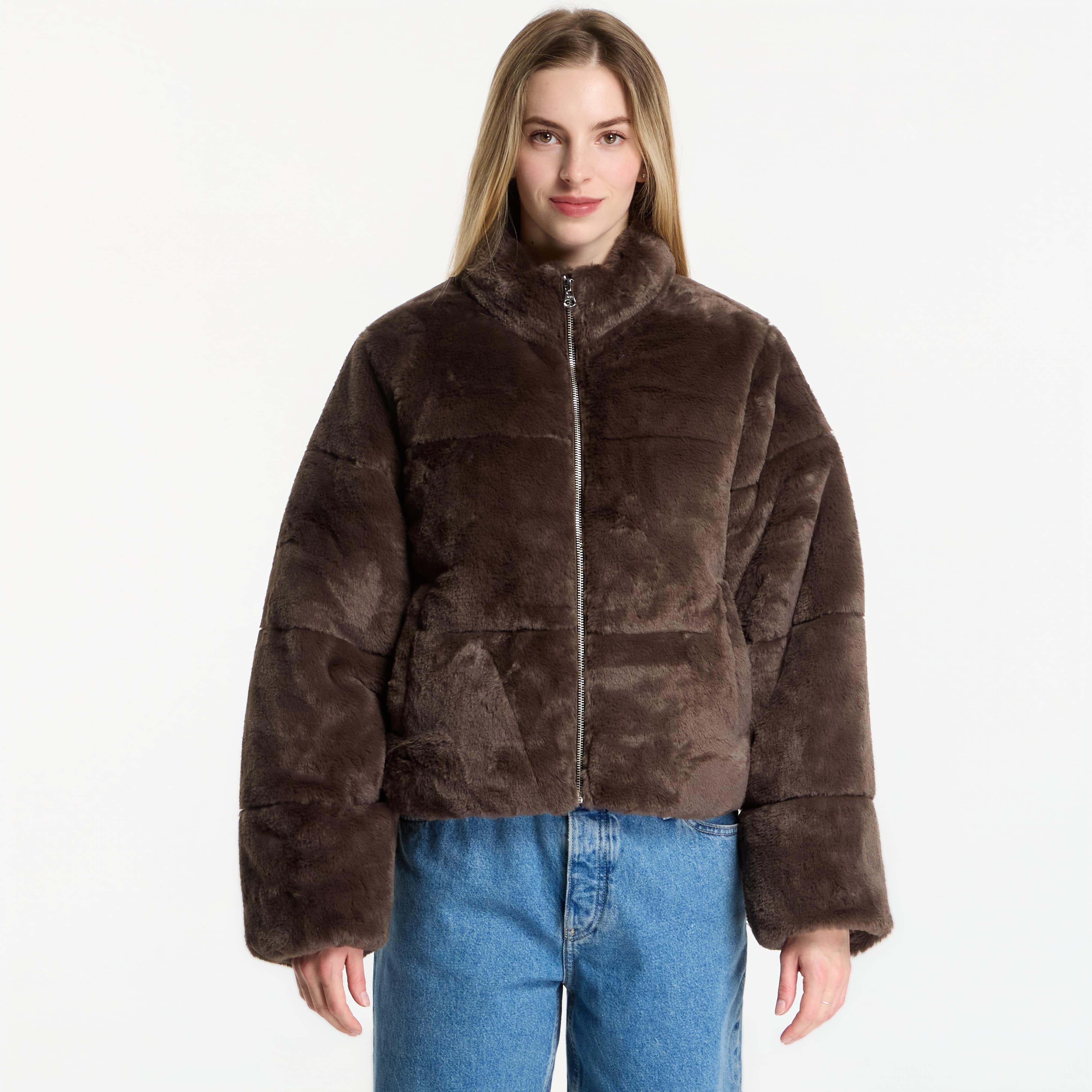 Яке Urban Classics Short Faux Fur Puffer Jacket Brown L