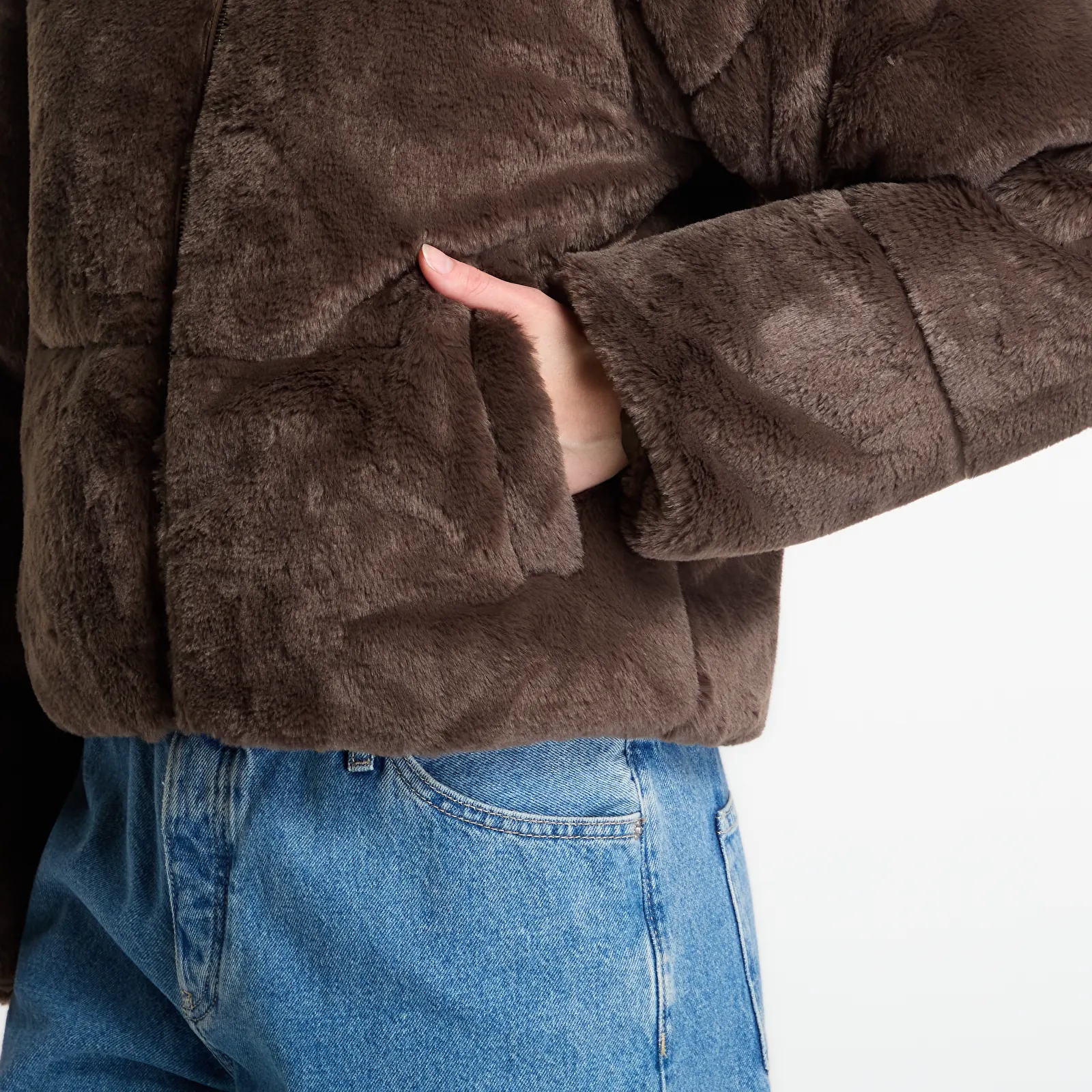 Jacken Urban Classics Short Faux Fur Puffer Jacket Brown
