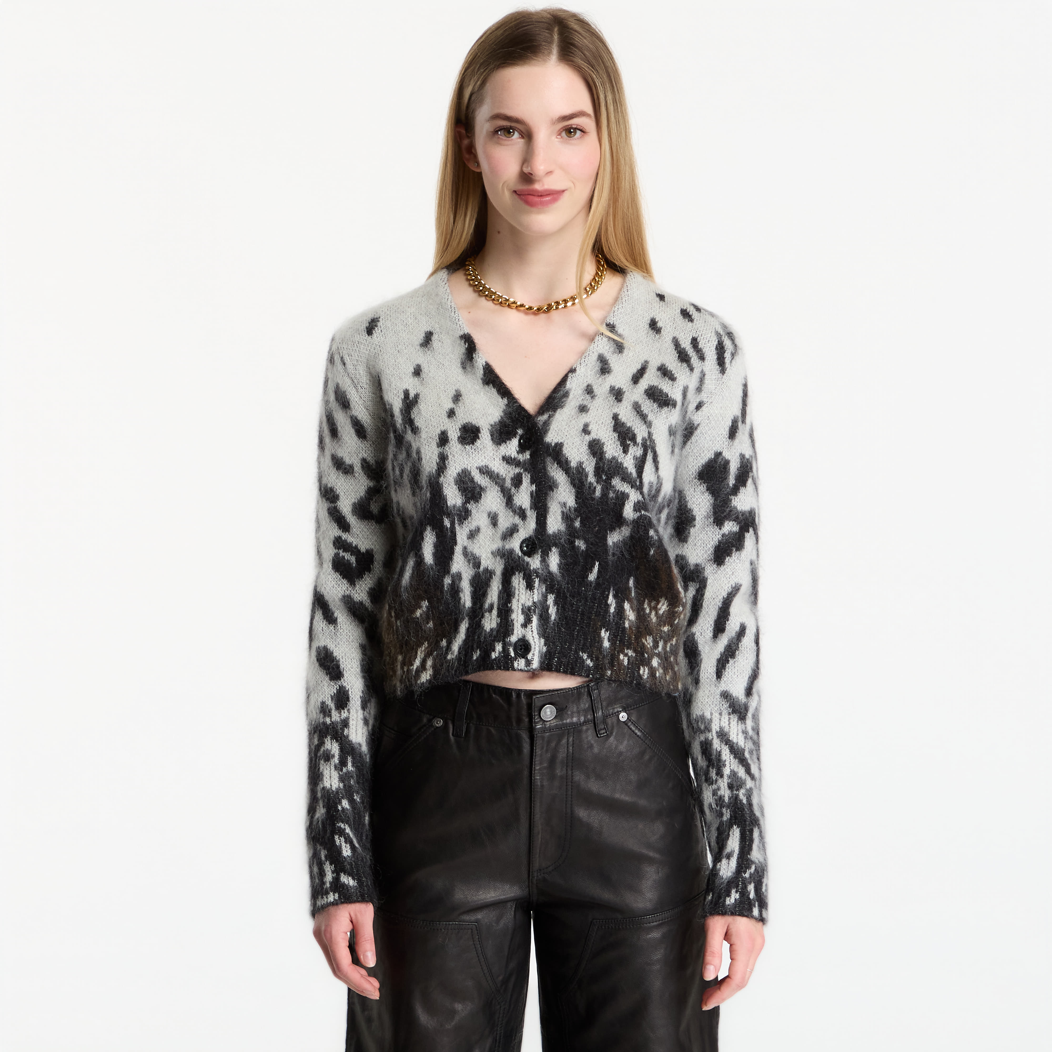 Пуловер AllSaints Tabby Cardigan Black/ Chalk White S