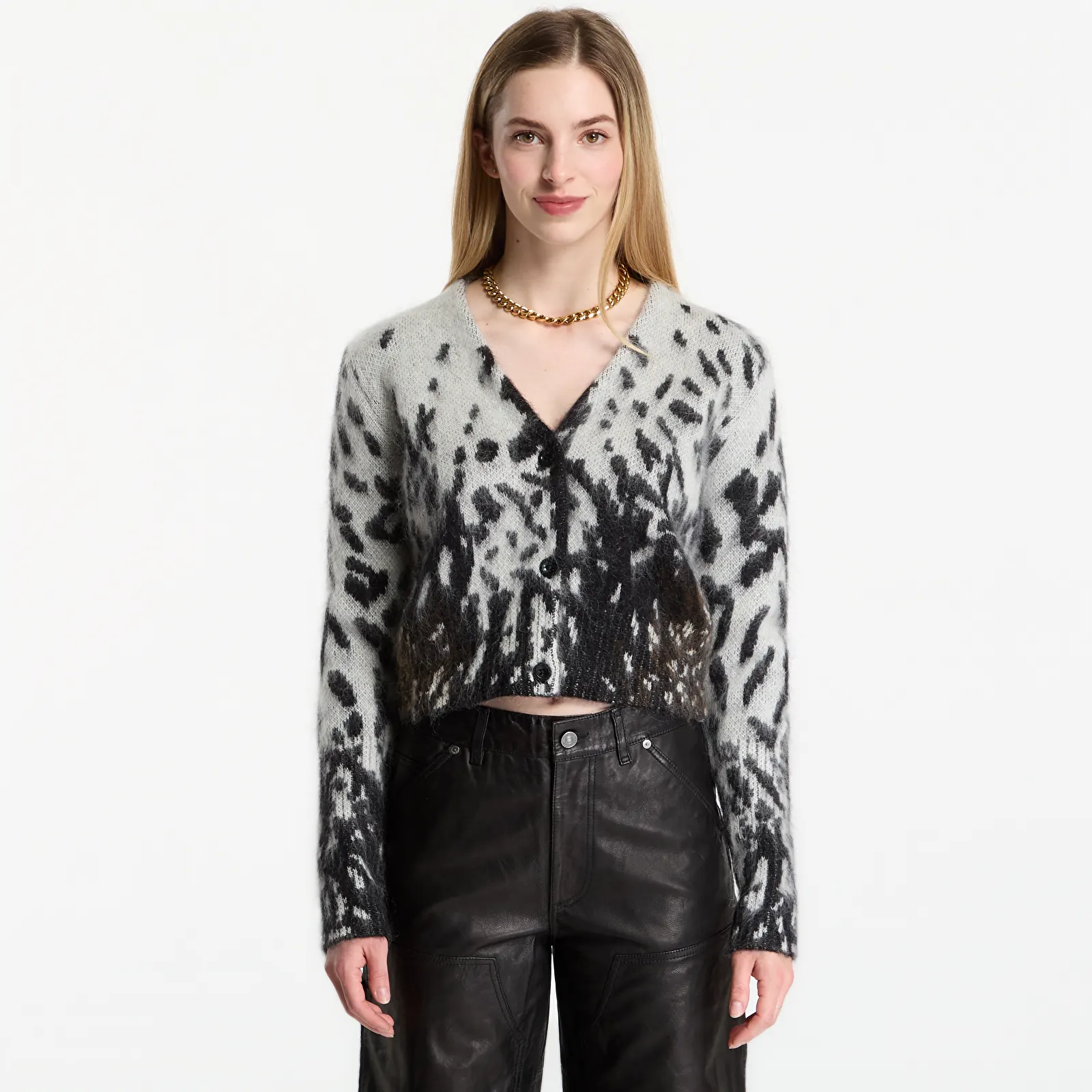 Puloveri AllSaints Tabby Cardigan Black/ Chalk White