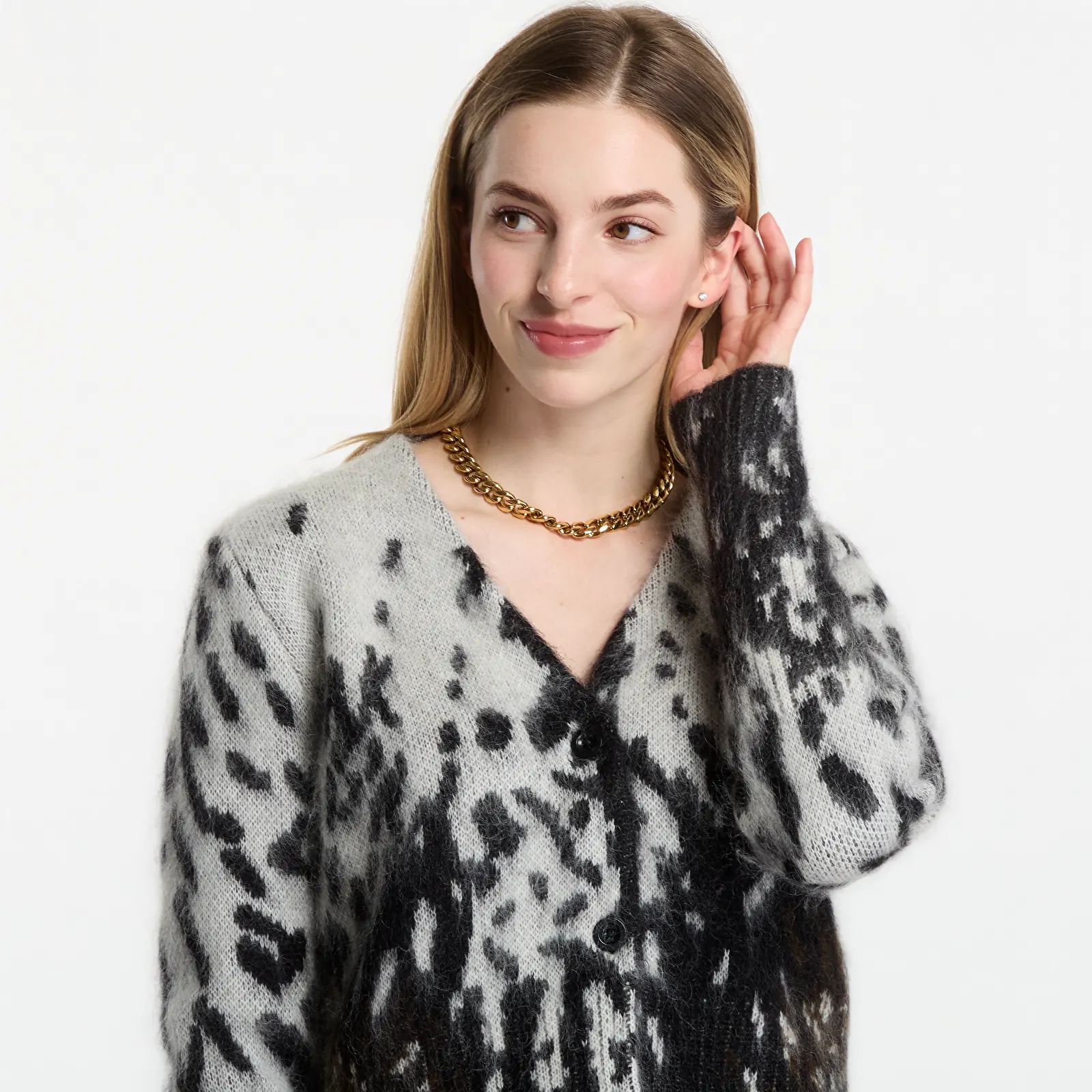 Puloveri AllSaints Tabby Cardigan Black/ Chalk White
