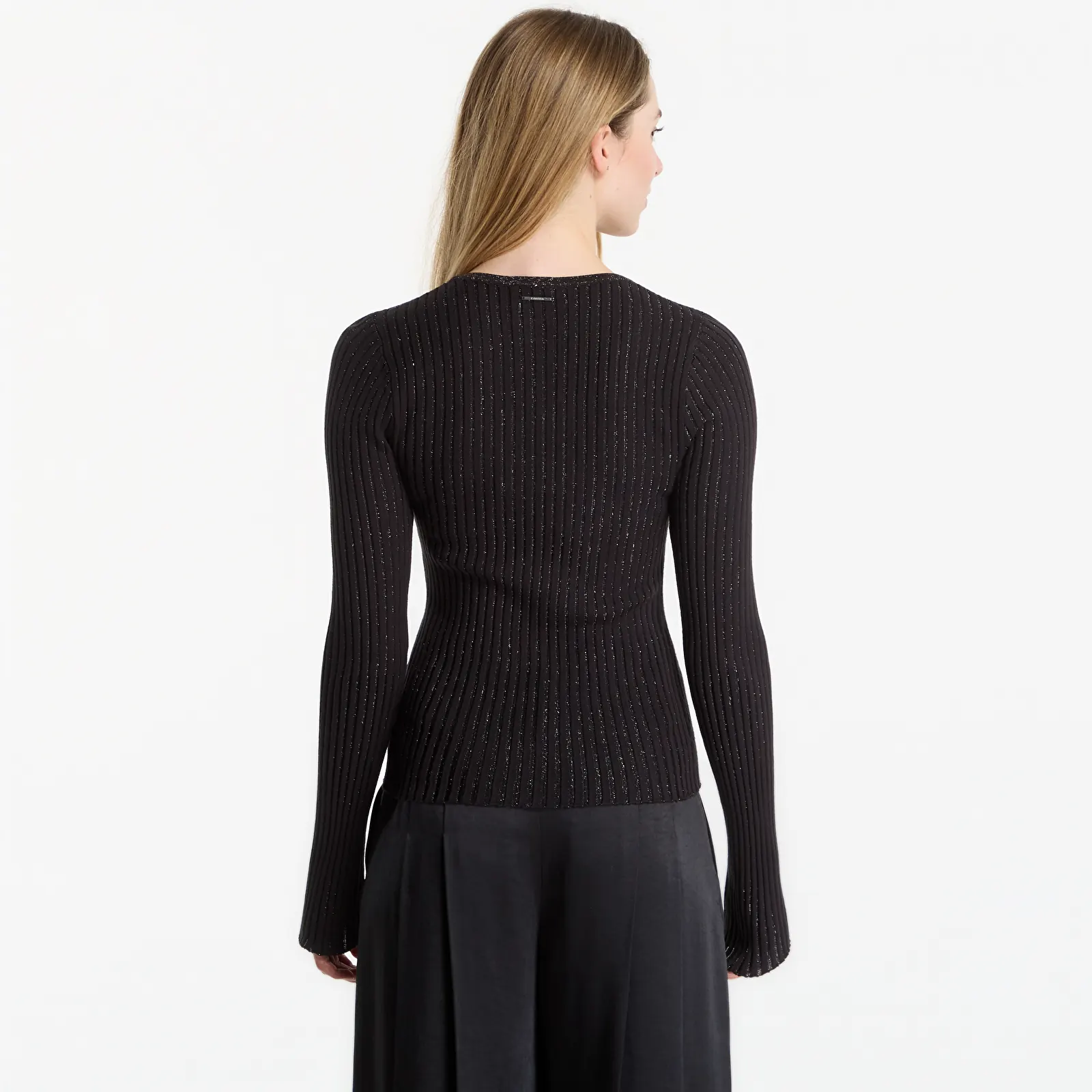 Women's T-shirts Calvin Klein Viscose Shine Ls Top Black
