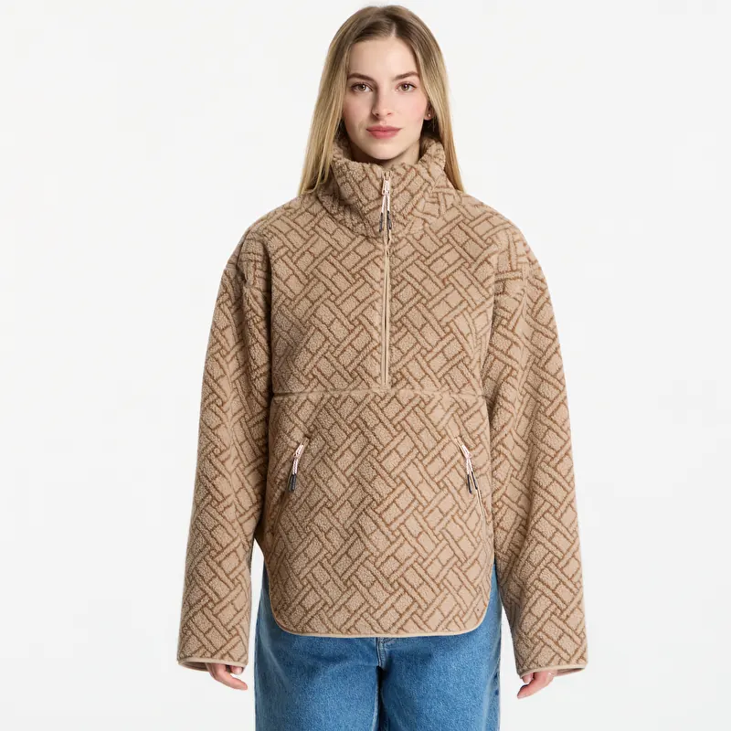 Bunda Tommy Hilfiger Teddy Half Zip Jacket Beige Monogram Flag
