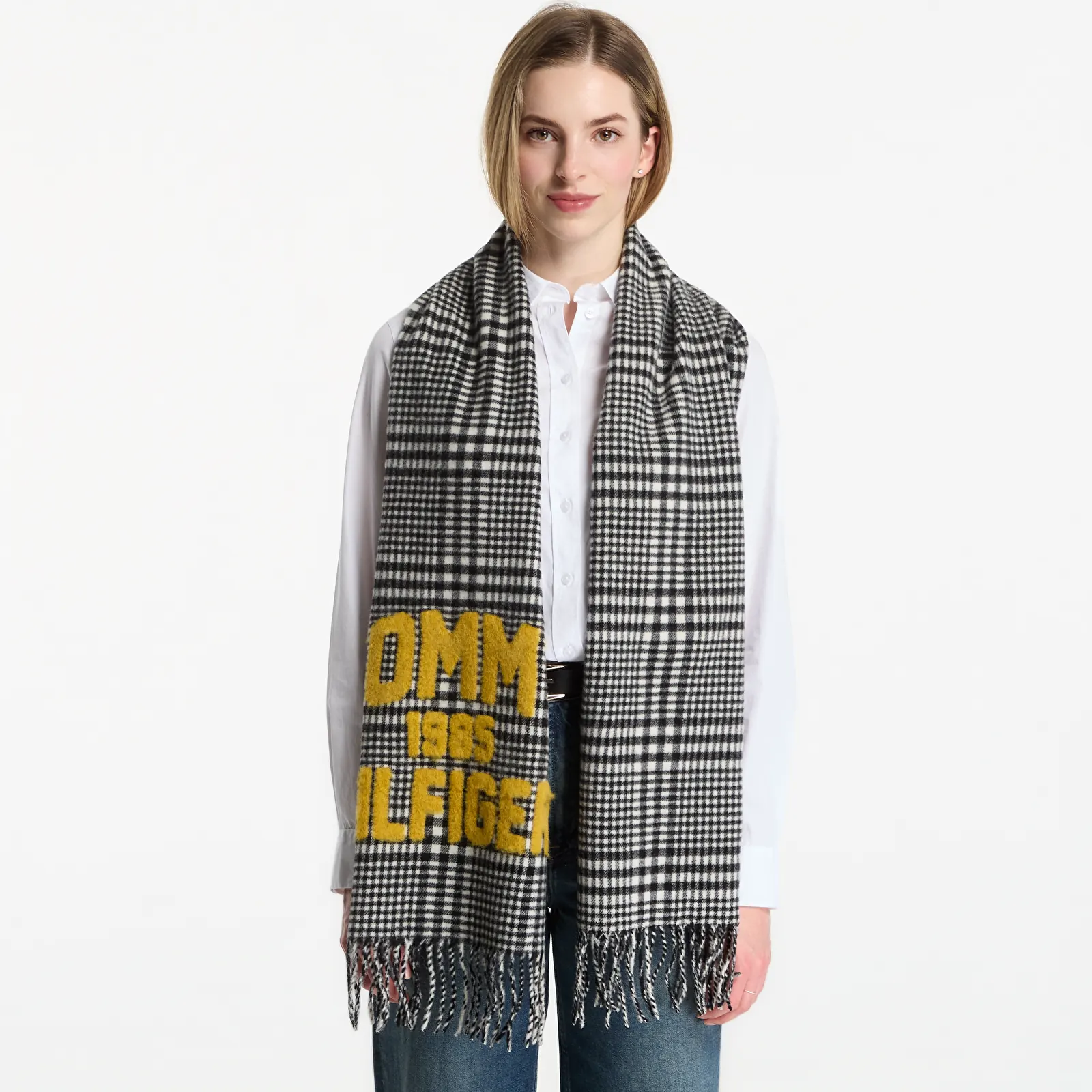 Scarves Tommy Hilfiger Th Varsity Check Scarf Black/ White Check