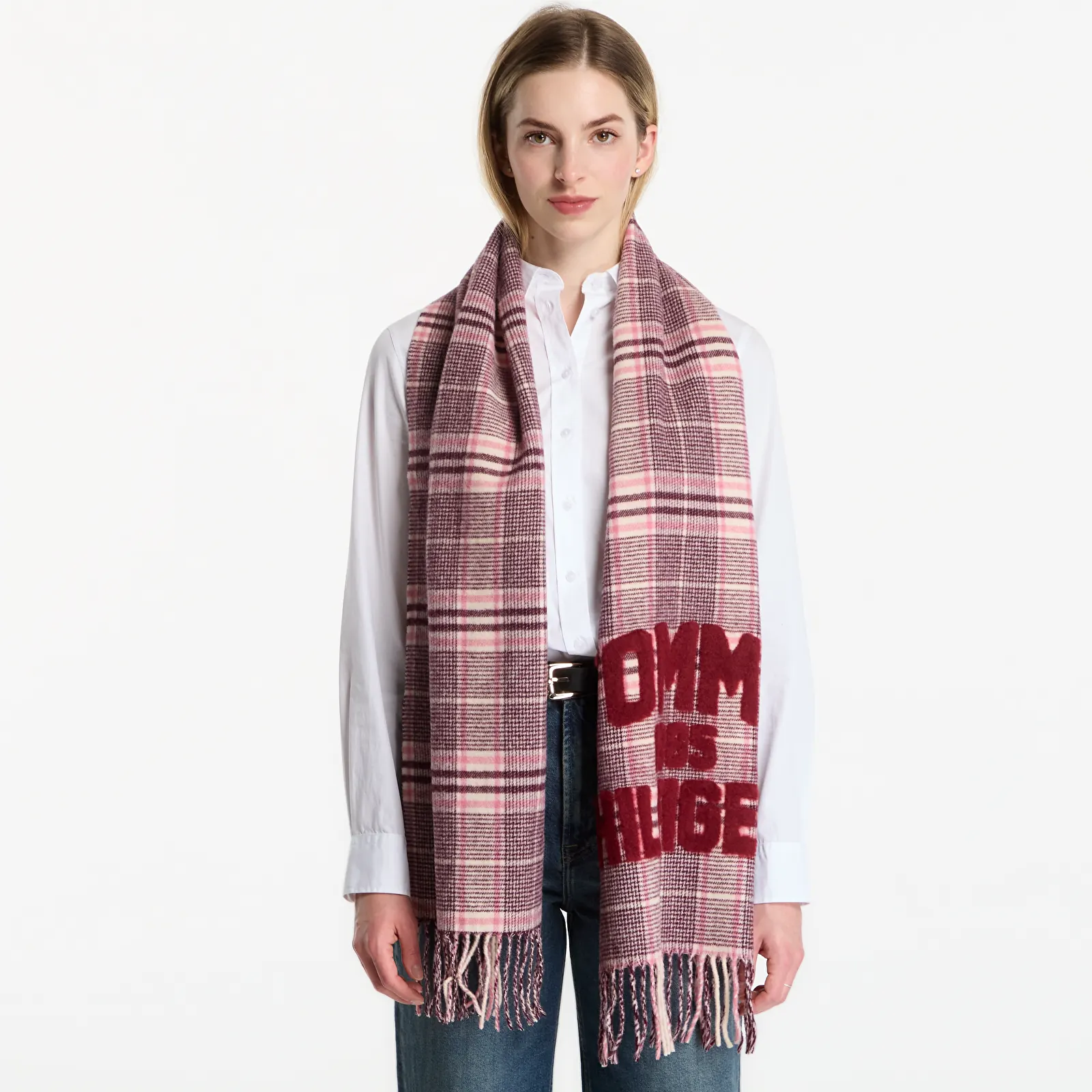 Scarves Tommy Hilfiger Th Varsity Check Scarf Pink Check