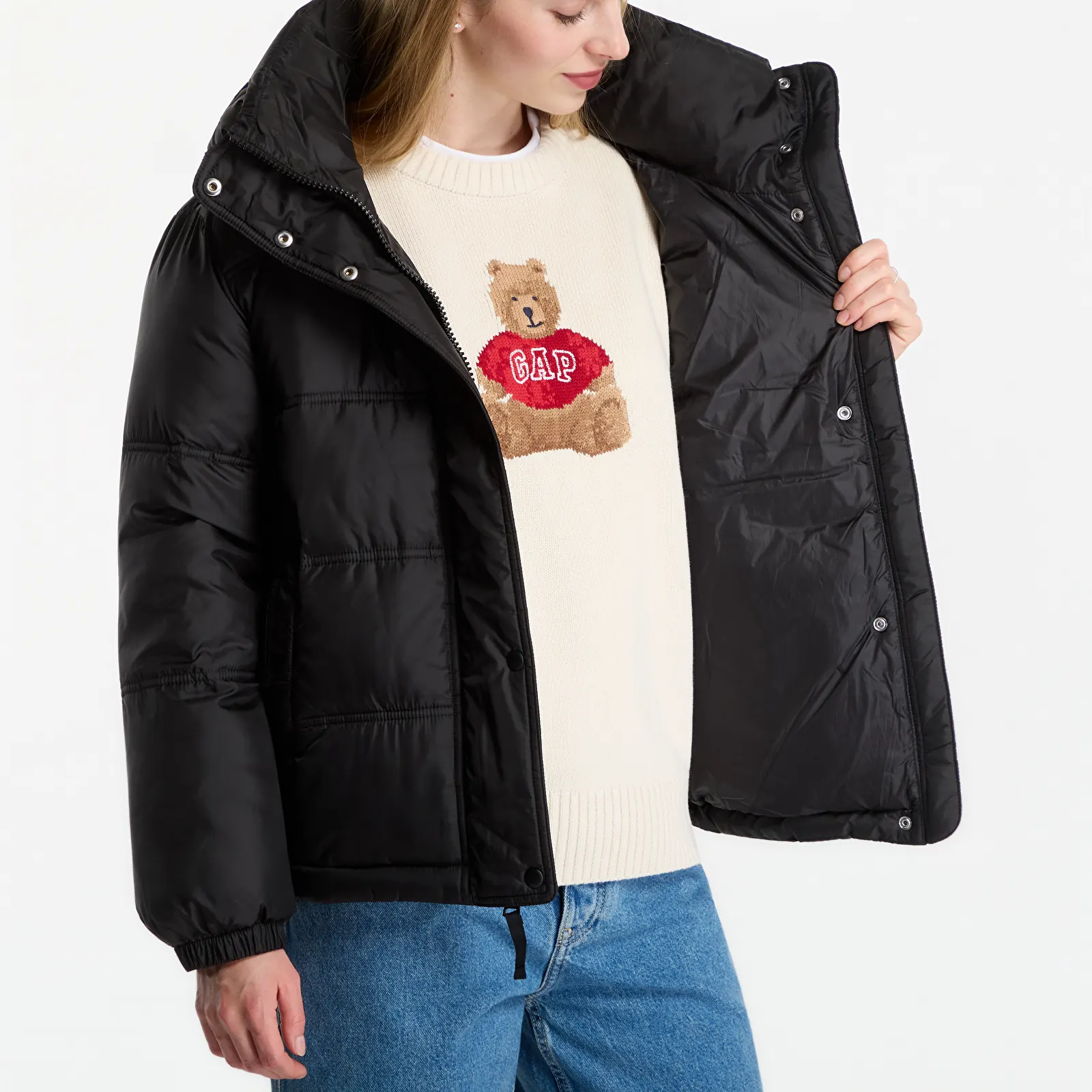 Vestes  GAP PrimaLoft Quilted Jacket Black
